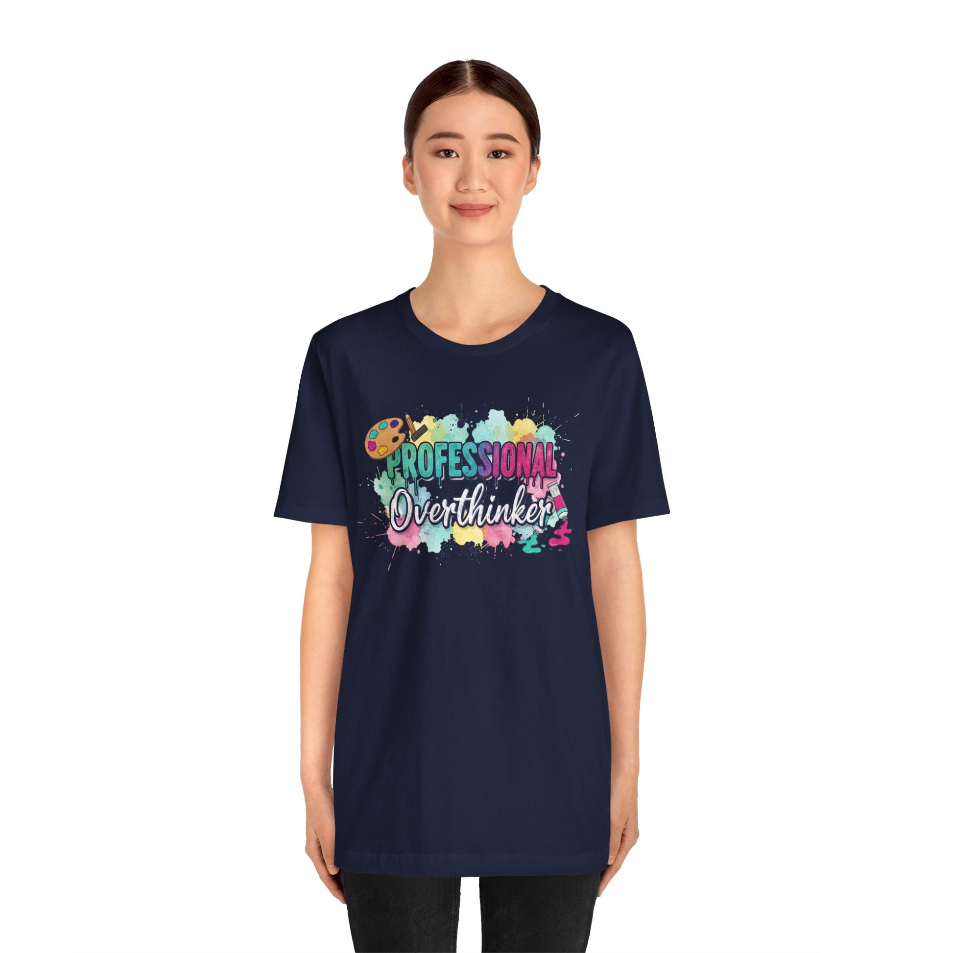 Professional Overthinker T-Shirt - Colorful Watercolor Graphic Tee Printify