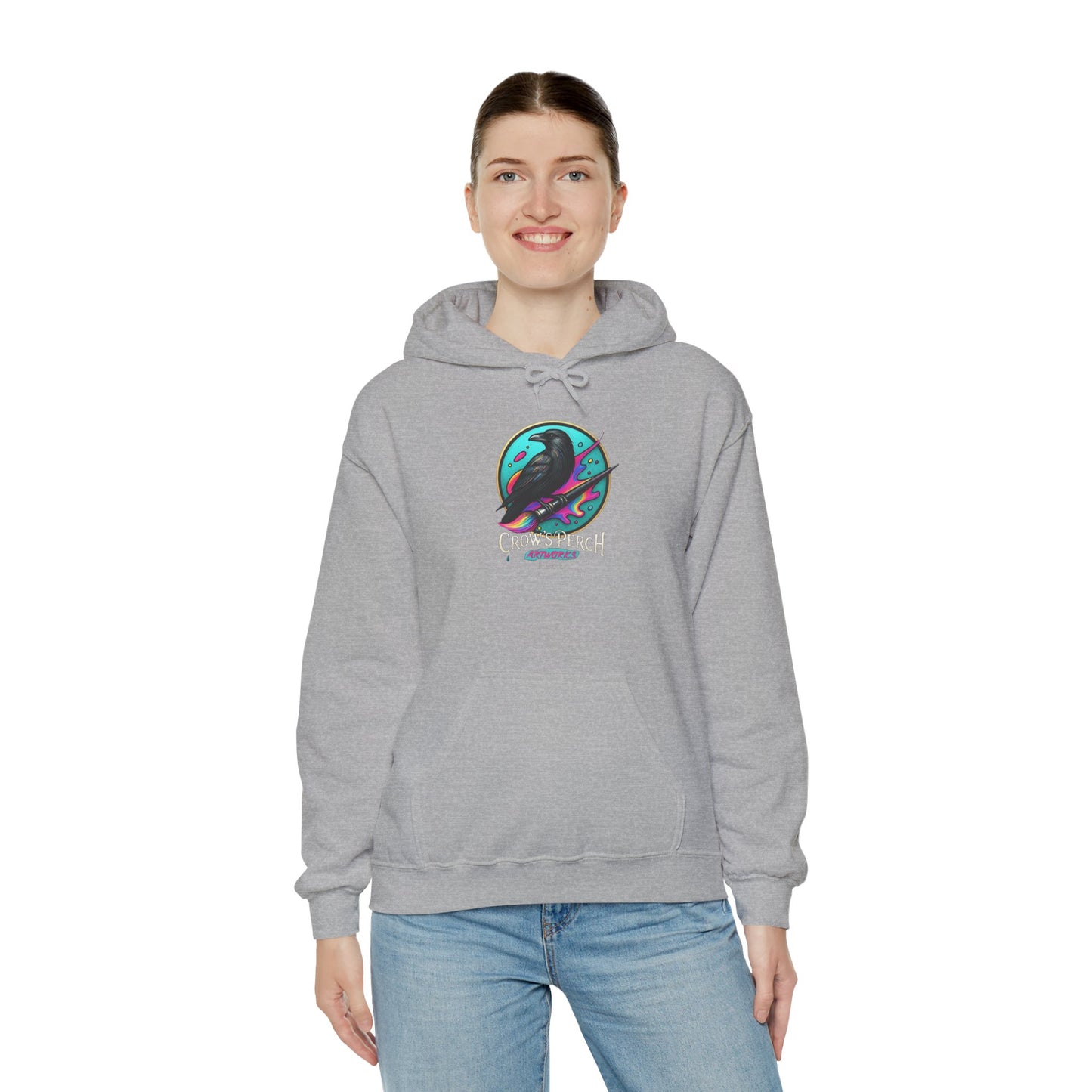 Crow's Perch Artworks Graphic Hoodie, Cozy Sweatshirt Gift, Stylish Layering Piece, Everyday Fashion Statement