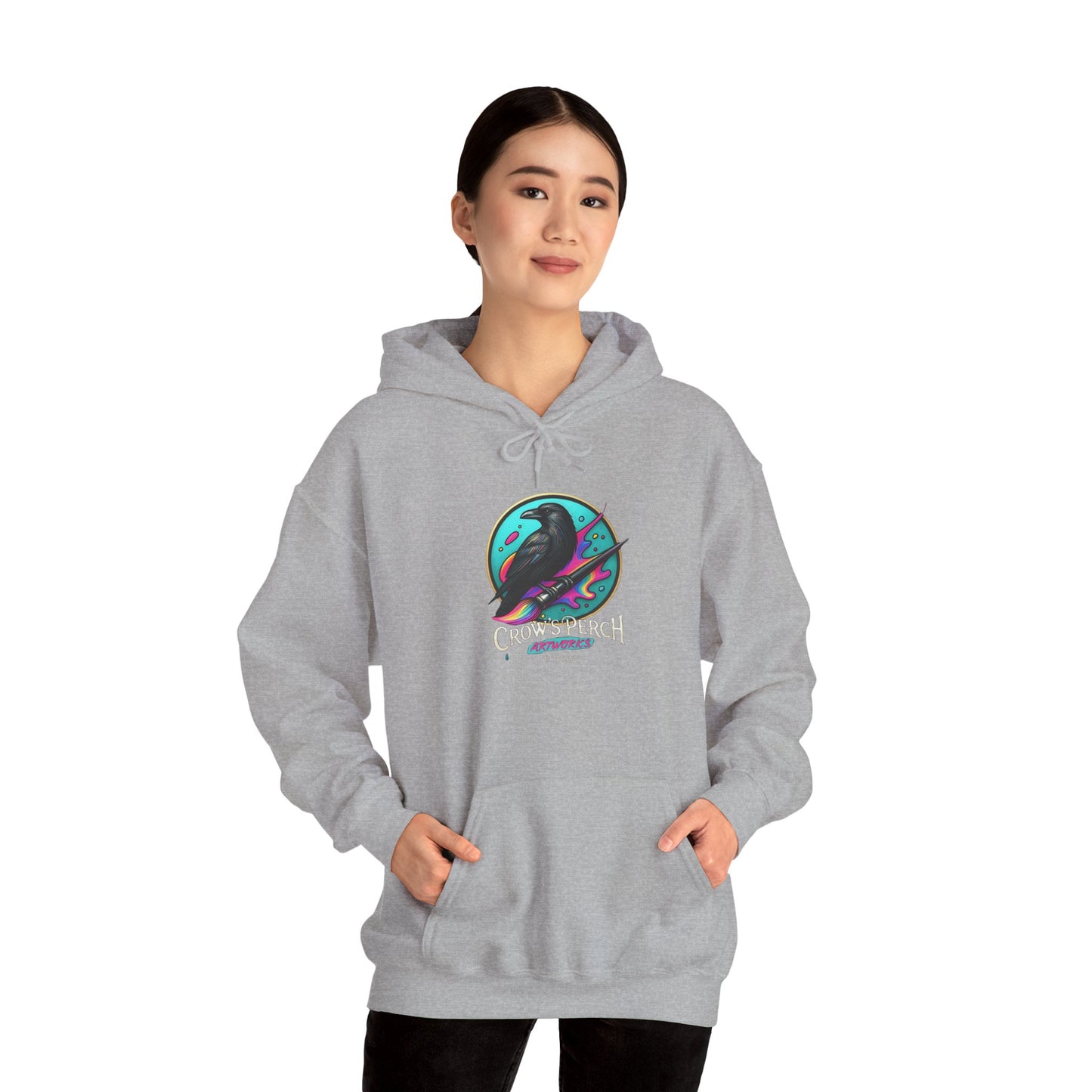 Crow's Perch Artworks Graphic Hoodie, Cozy Sweatshirt Gift, Stylish Layering Piece, Everyday Fashion Statement