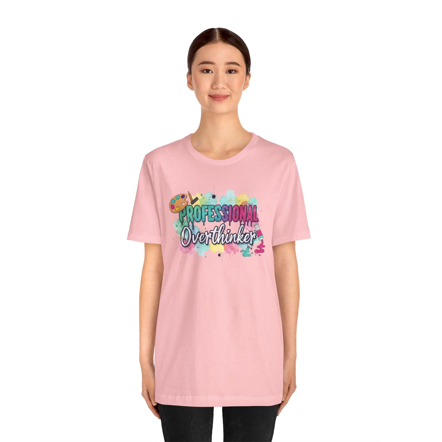 Professional Overthinker T-Shirt - Colorful Watercolor Graphic Tee Printify