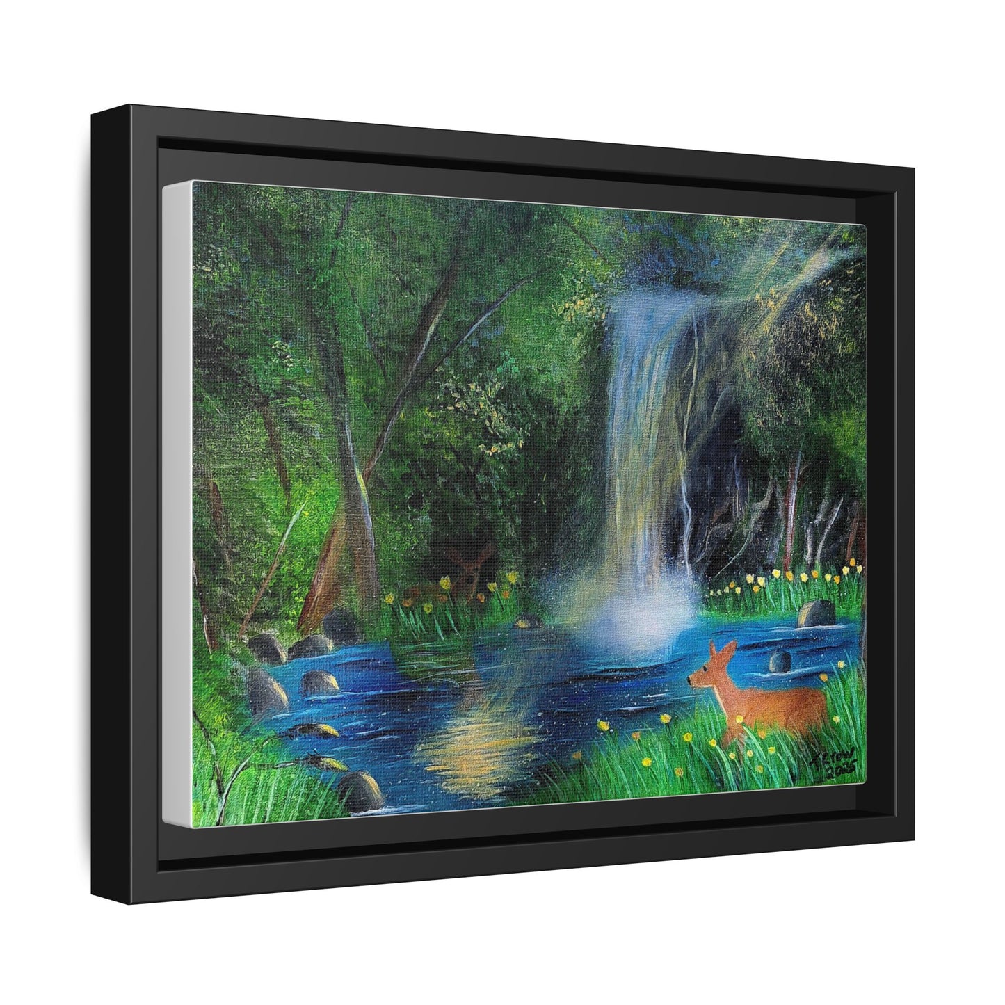 Serene Nature Canvas Print, Framed Wall Art, Scenic Deer Art, Home Decor, Ideal Gift for Nature Lovers