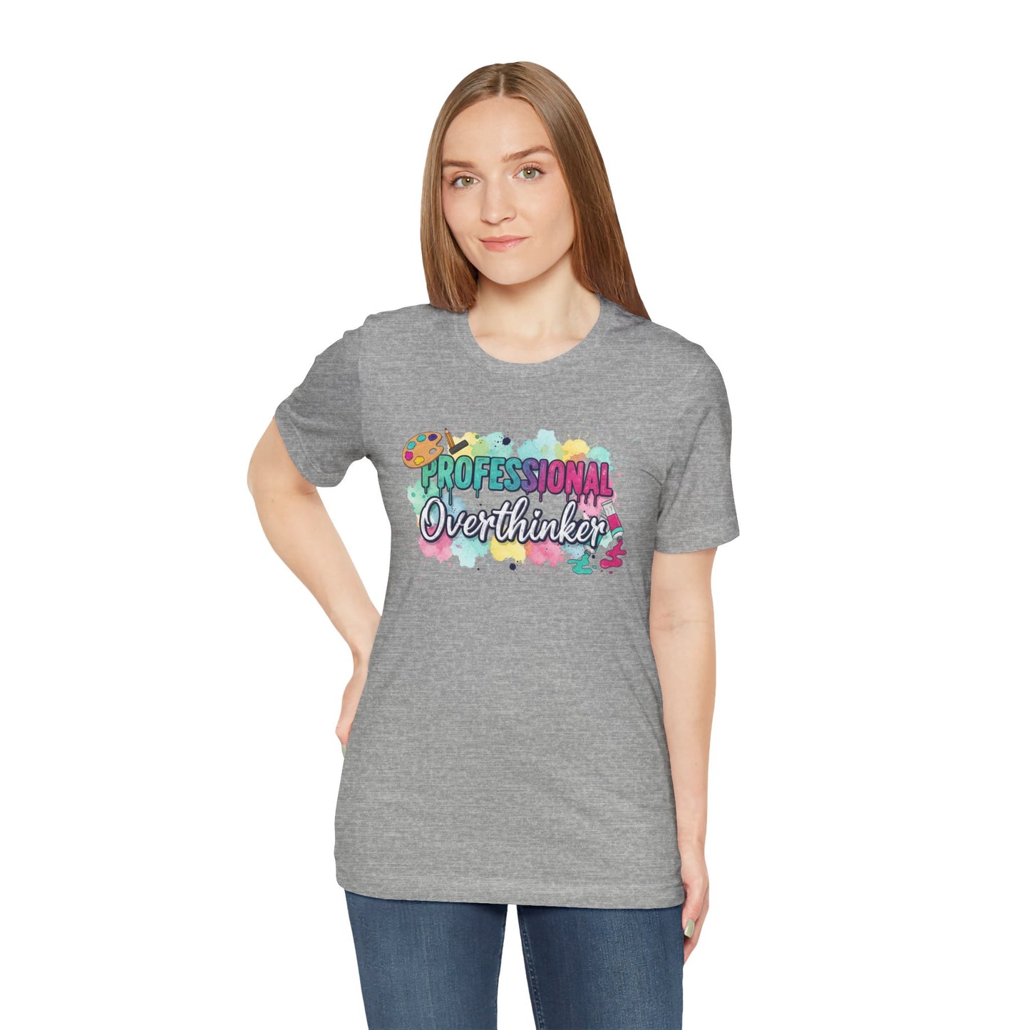 Professional Overthinker T-Shirt - Colorful Watercolor Graphic Tee Printify