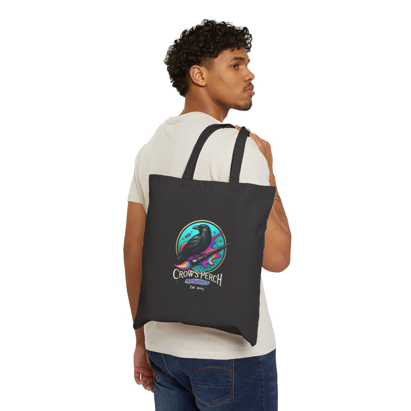 Crow's Perch Artworks Canvas Tote Bag, Eco-Friendly Shopping Bag, Stylish Reusable Grocery Tote, Bird Lover Gift, Artful Carryall