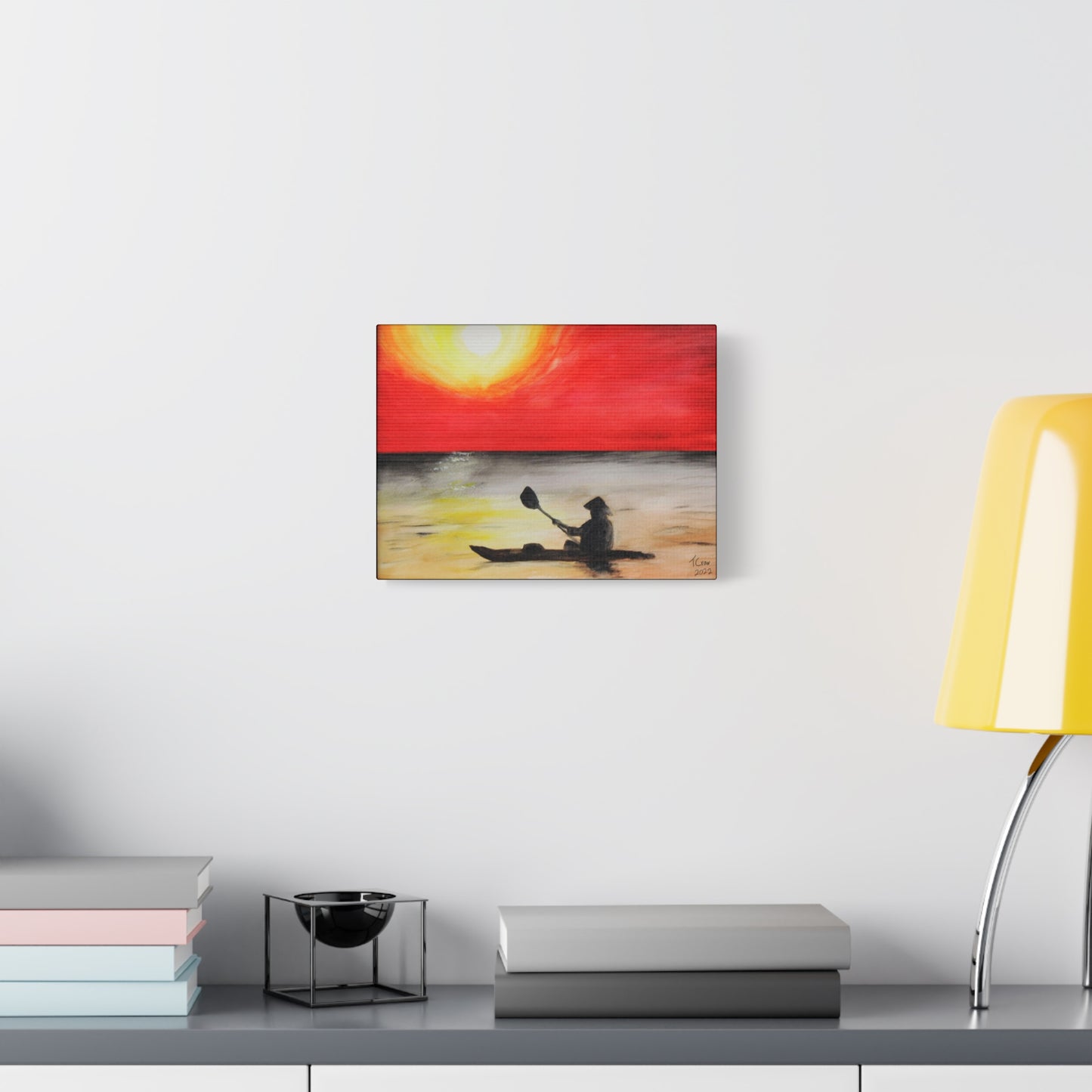 Sunset Kayaking Canvas Art – Vibrant Wall Decor for Nature Lovers