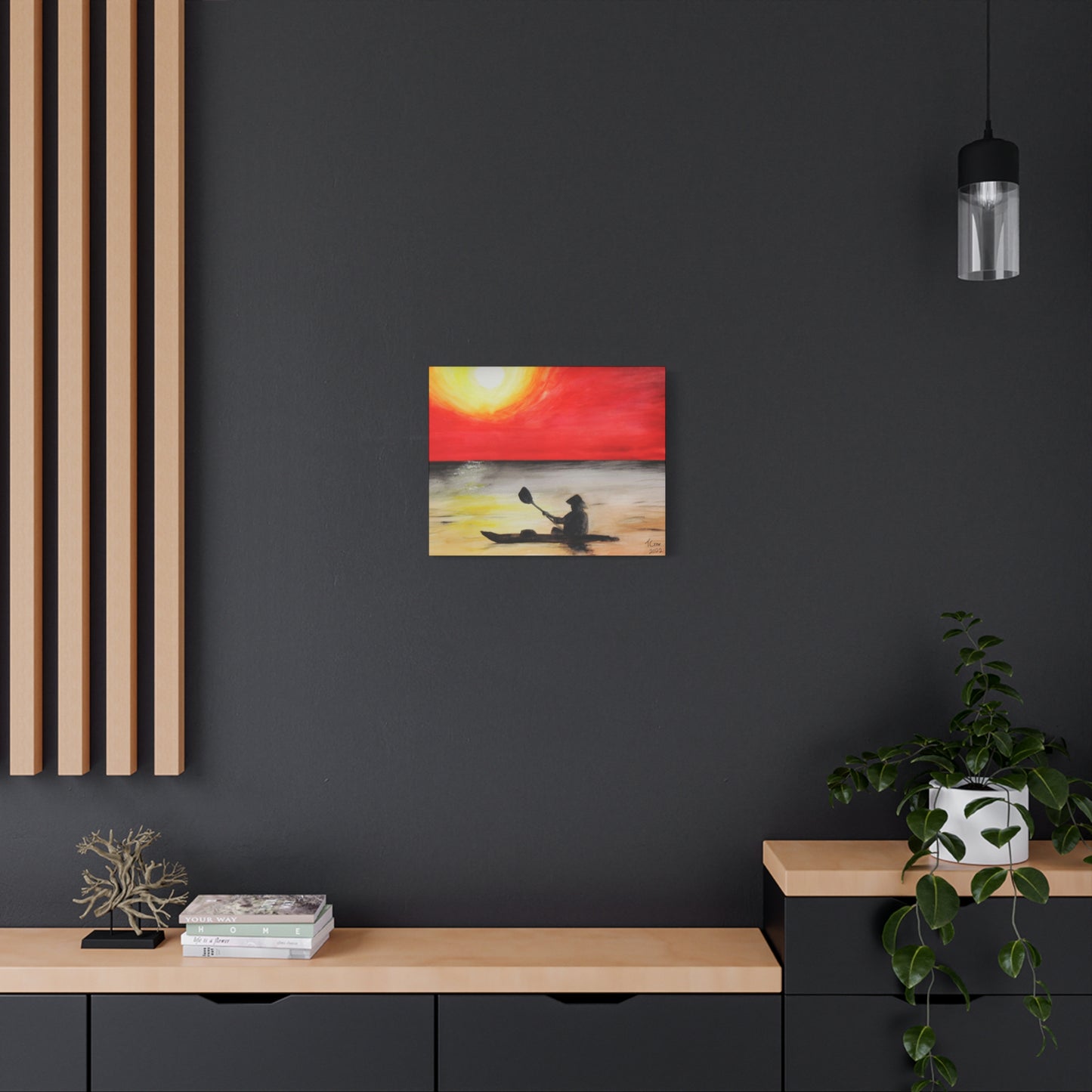 Sunset Kayaking Canvas Art – Vibrant Wall Decor for Nature Lovers