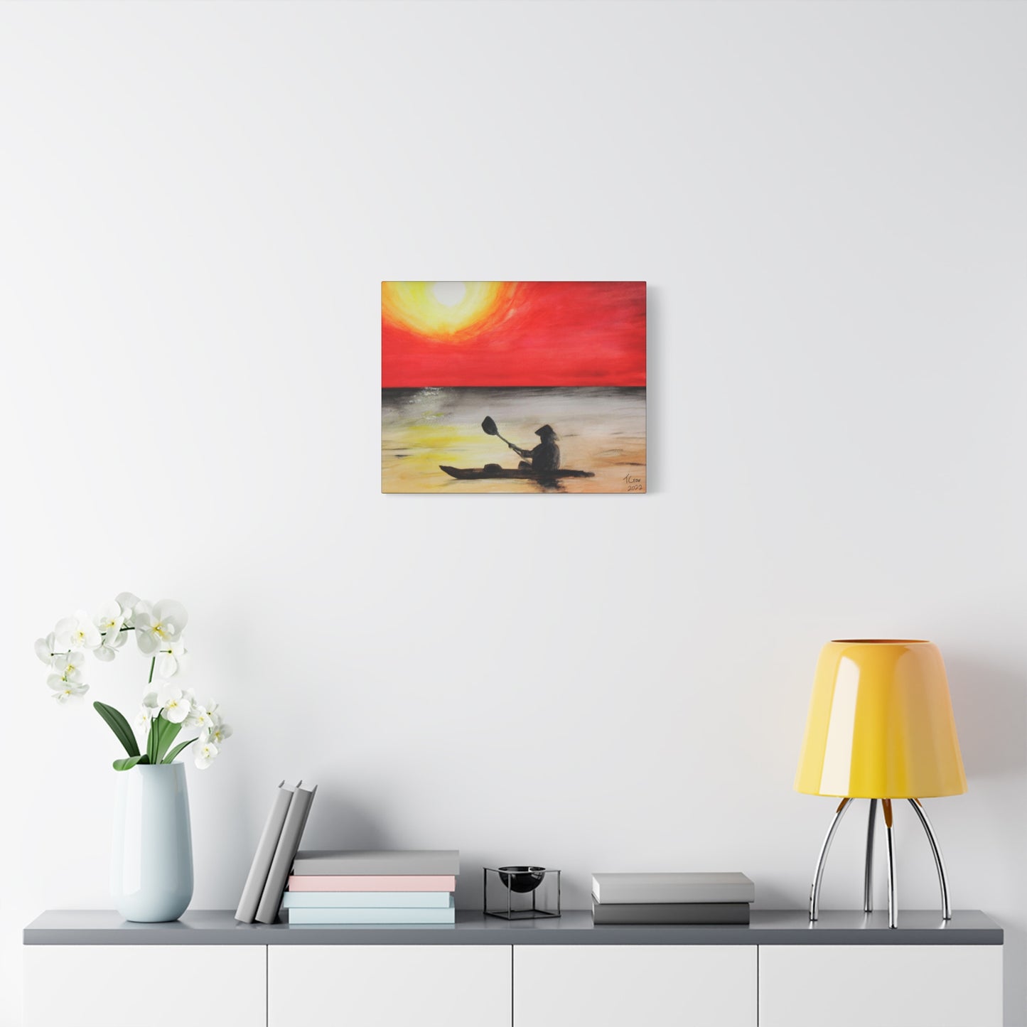 Sunset Kayaking Canvas Art – Vibrant Wall Decor for Nature Lovers
