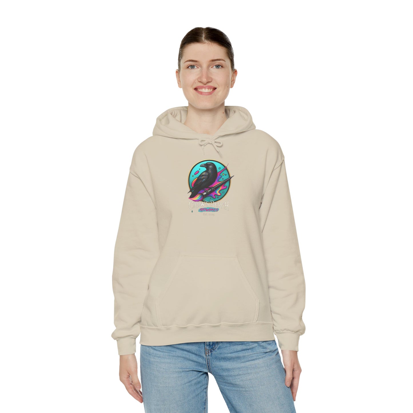Crow's Perch Artworks Graphic Hoodie, Cozy Sweatshirt Gift, Stylish Layering Piece, Everyday Fashion Statement