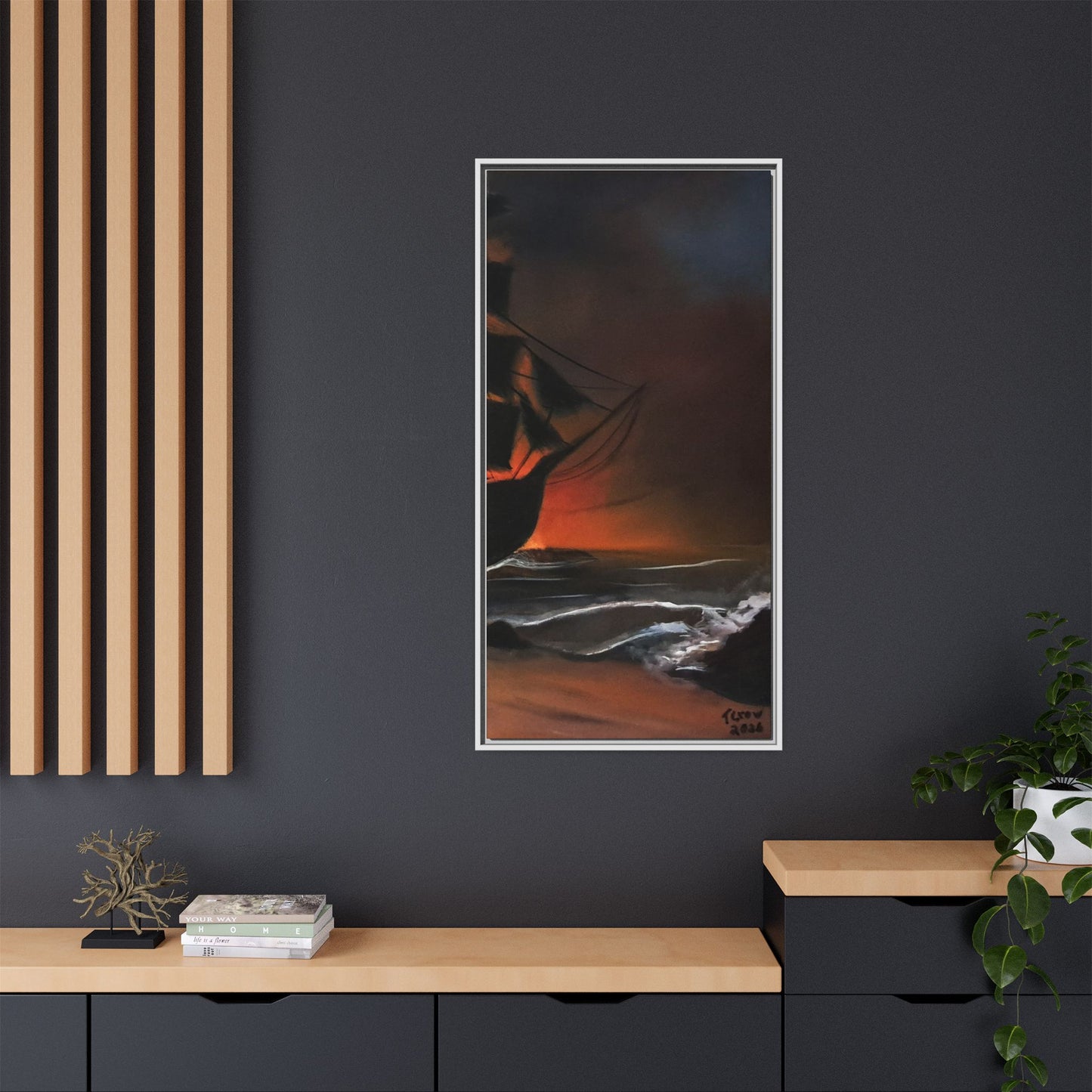 Pirate Ship Panel 3 - Framed Canvas Print Printify