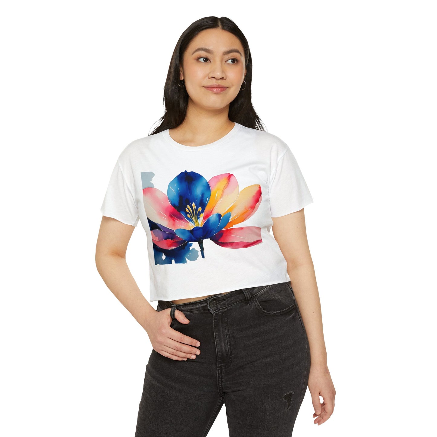 Women's Floral Festival Crop Top | Summer Top, Music Festival Outfit, Boho Chic Style, Vacation Wear, Beach Party Tee