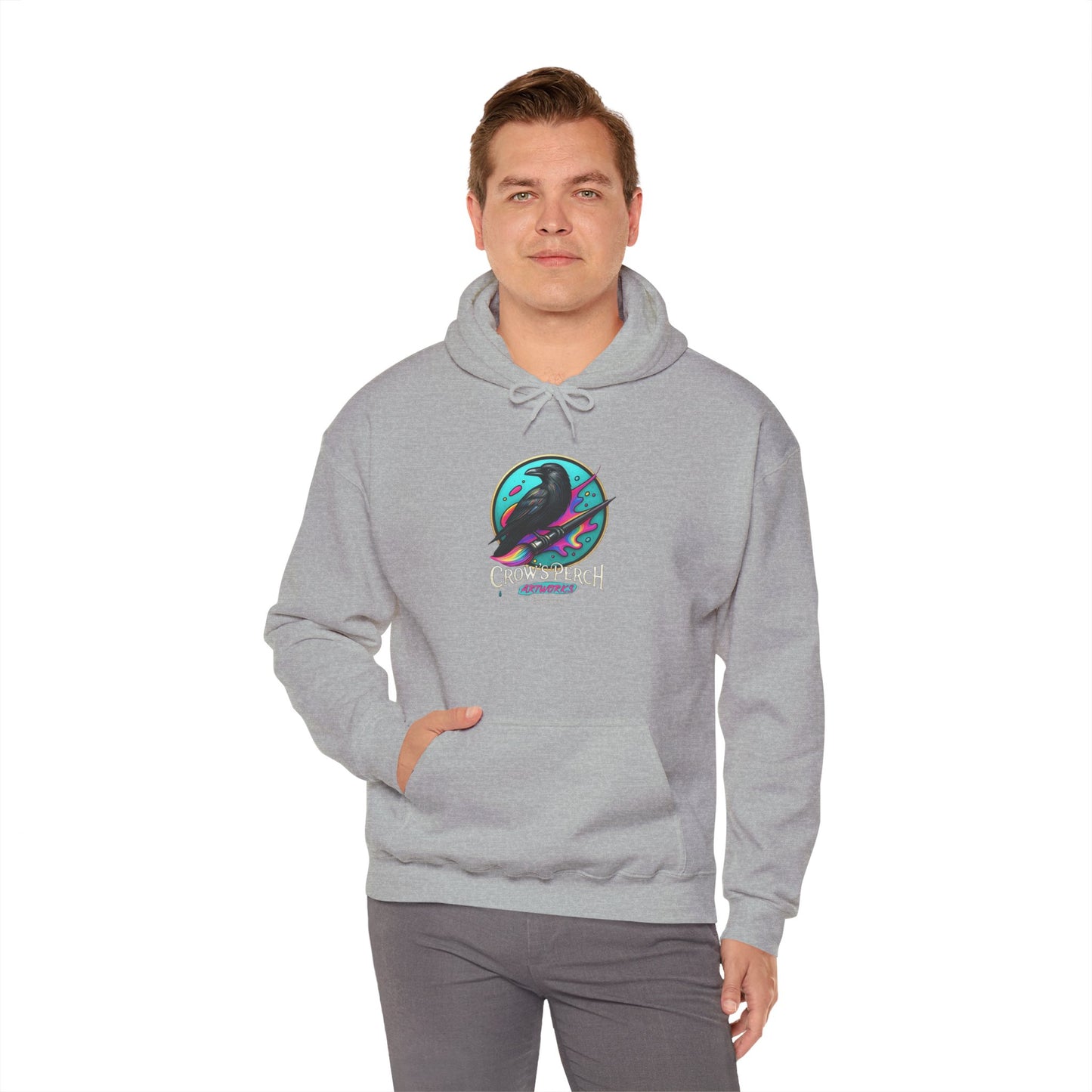 Crow's Perch Artworks Graphic Hoodie, Cozy Sweatshirt Gift, Stylish Layering Piece, Everyday Fashion Statement
