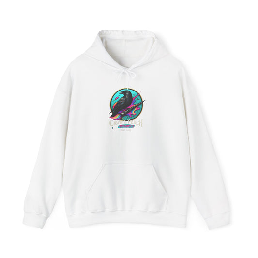 Crow's Perch Artworks Graphic Hoodie, Cozy Sweatshirt Gift, Stylish Layering Piece, Everyday Fashion Statement