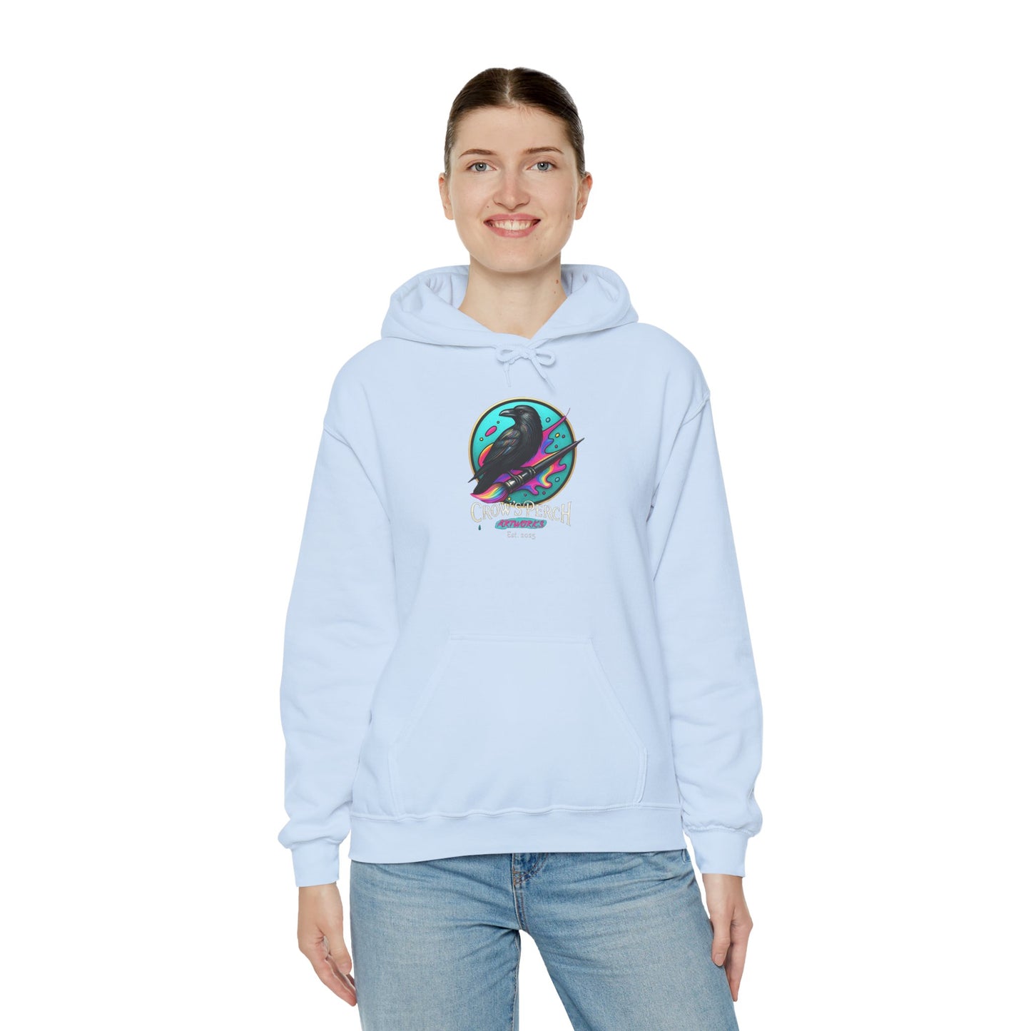 Crow's Perch Artworks Graphic Hoodie, Cozy Sweatshirt Gift, Stylish Layering Piece, Everyday Fashion Statement