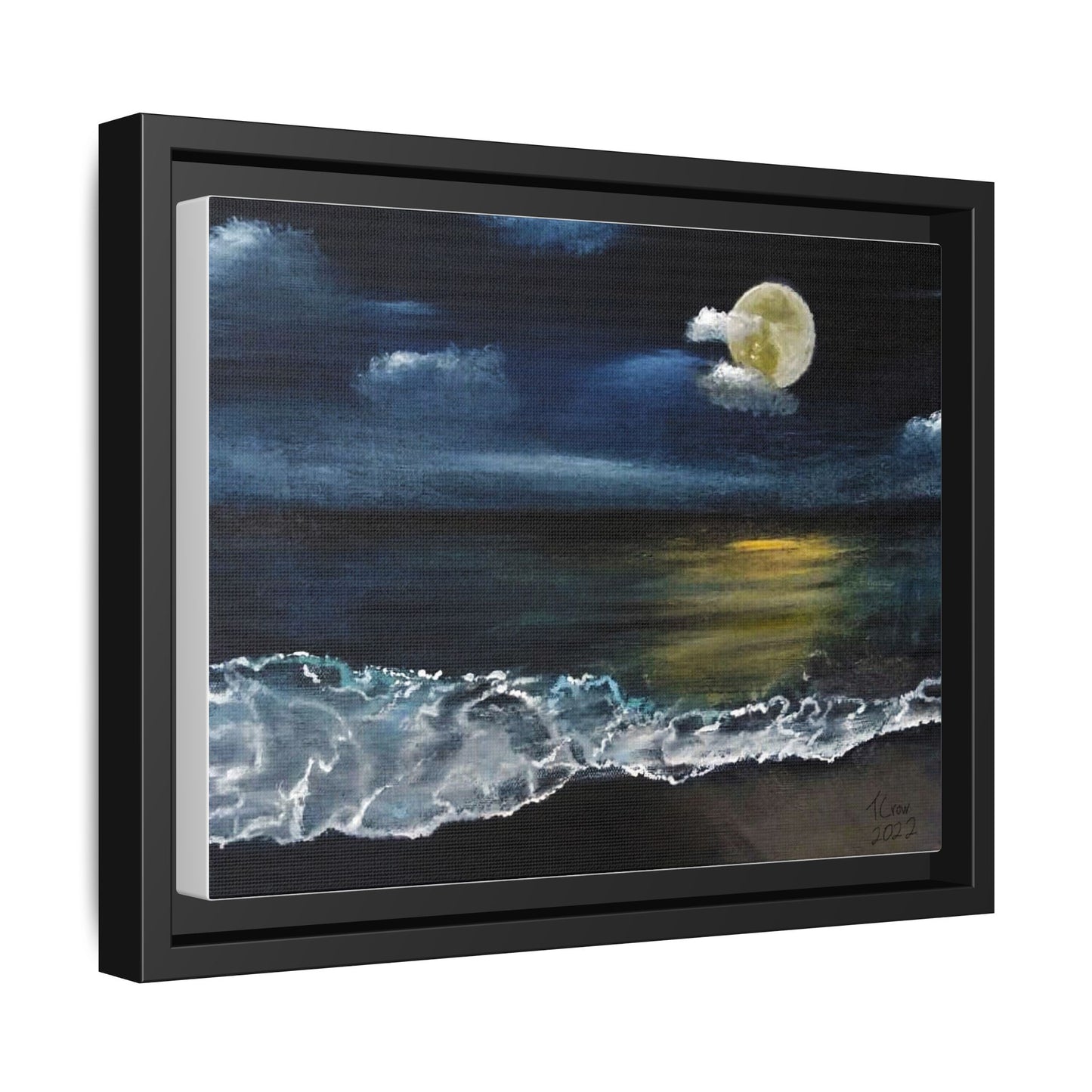 Serene Moonlit Ocean - Framed Art for Tranquil Home Décor
