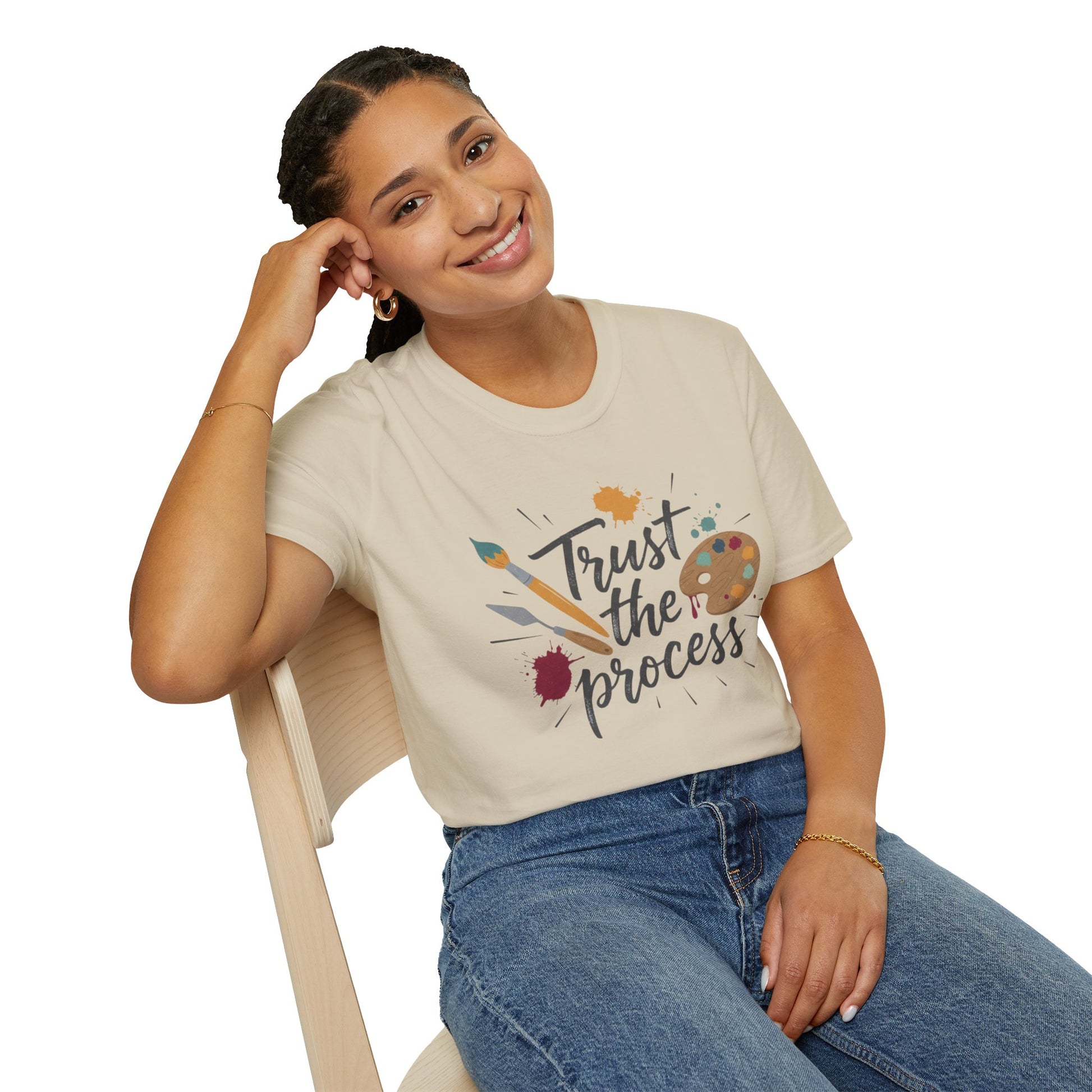 Trust the Process Artist T-Shirt - Inspirational Painter Tee with Palette & Brush Printify