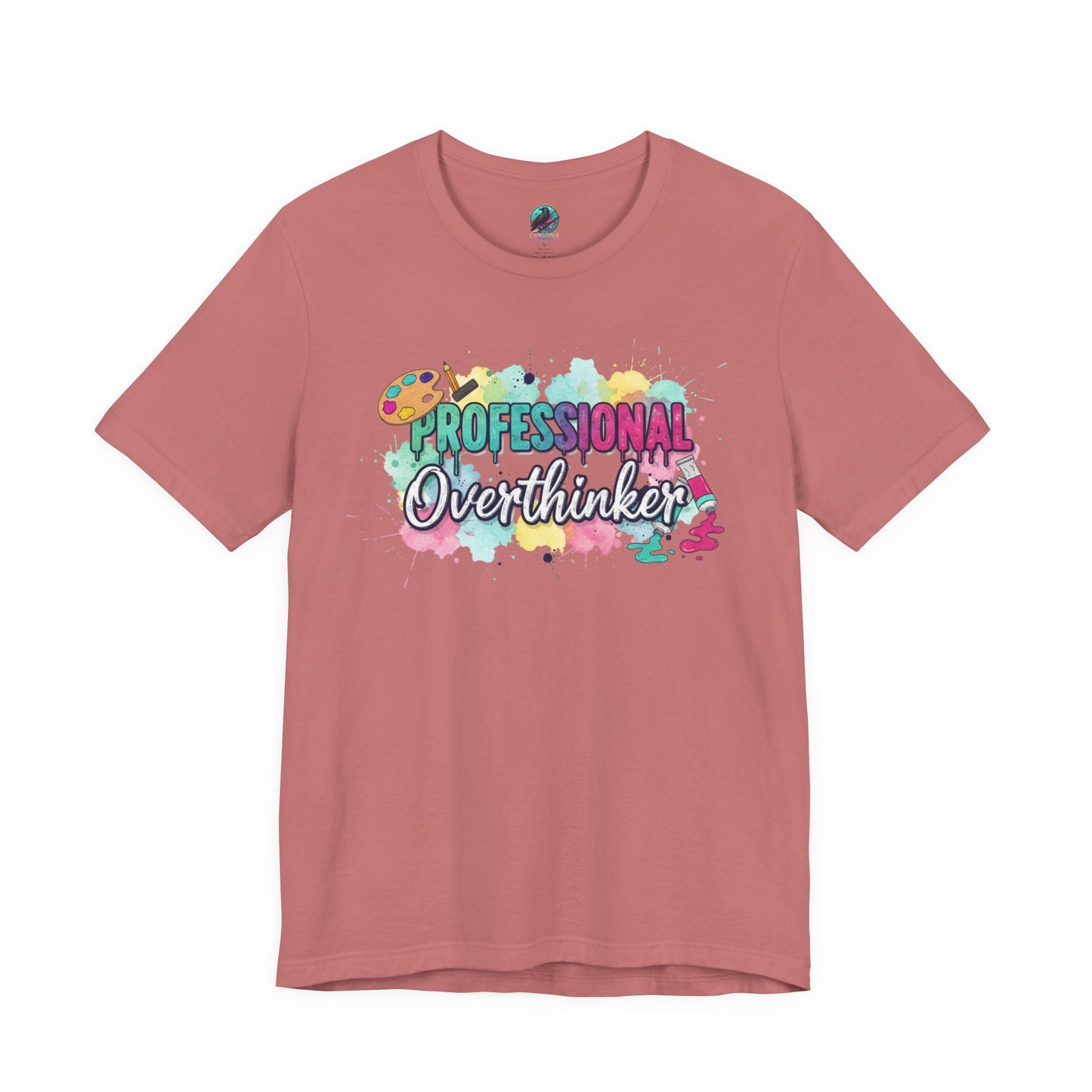 Professional Overthinker T-Shirt - Colorful Watercolor Graphic Tee Printify