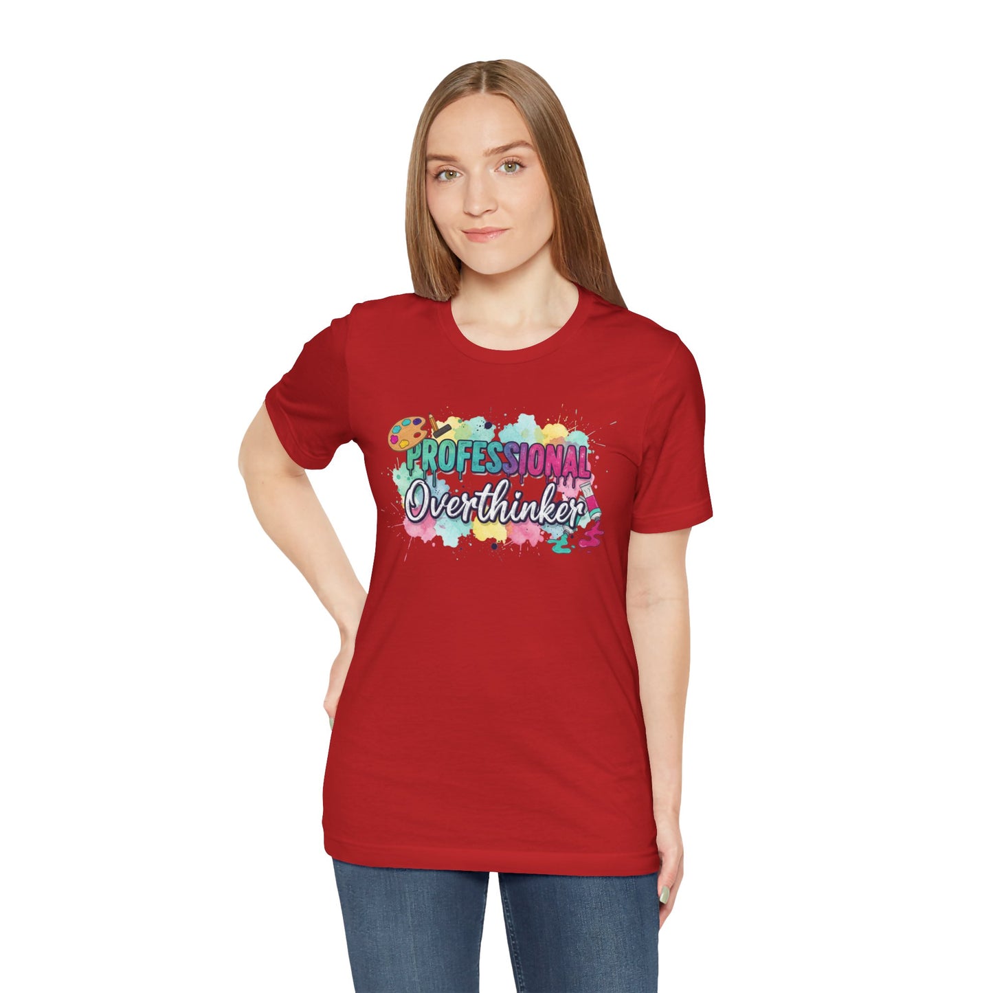 Professional Overthinker T-Shirt - Colorful Watercolor Graphic Tee Printify
