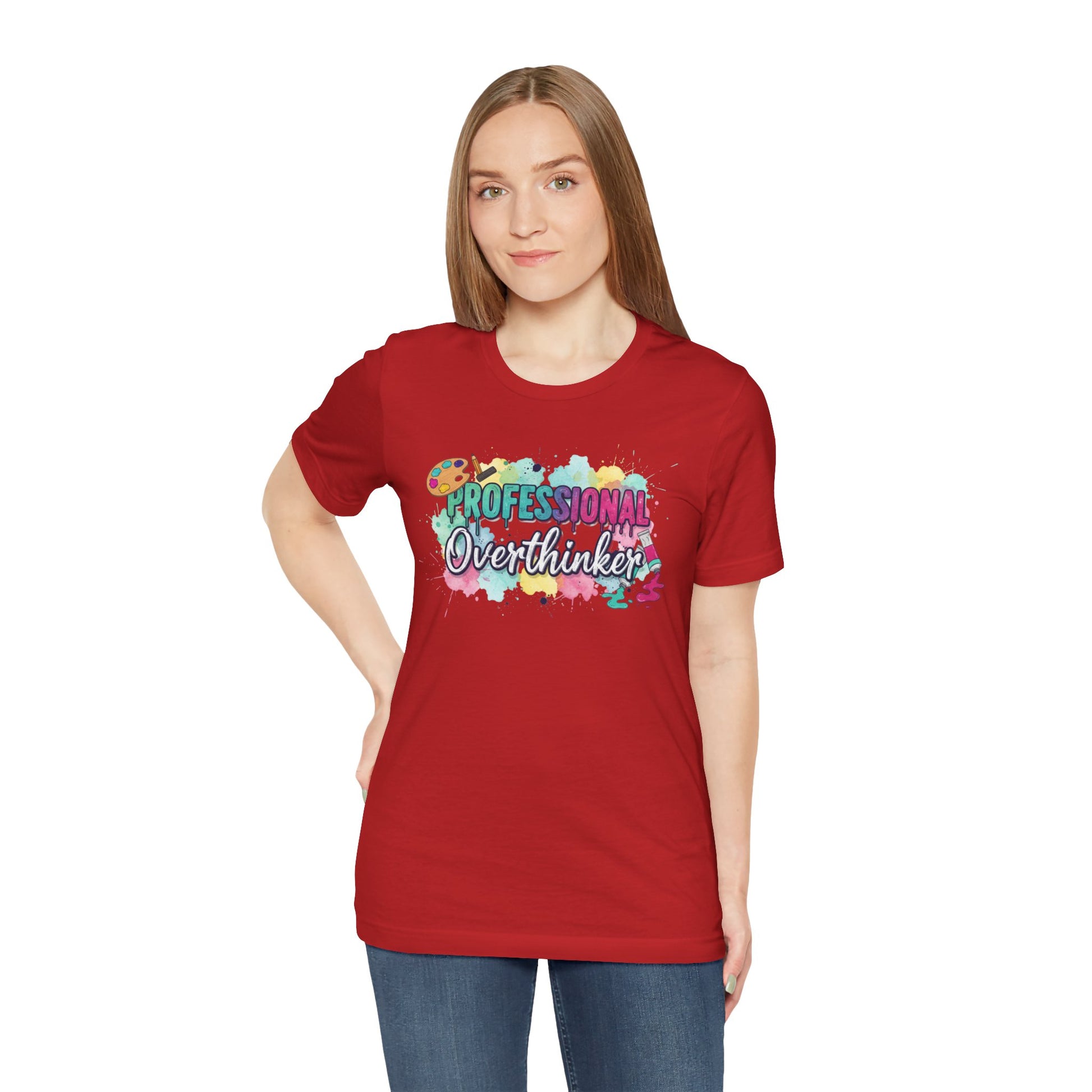 Professional Overthinker T-Shirt - Colorful Watercolor Graphic Tee Printify