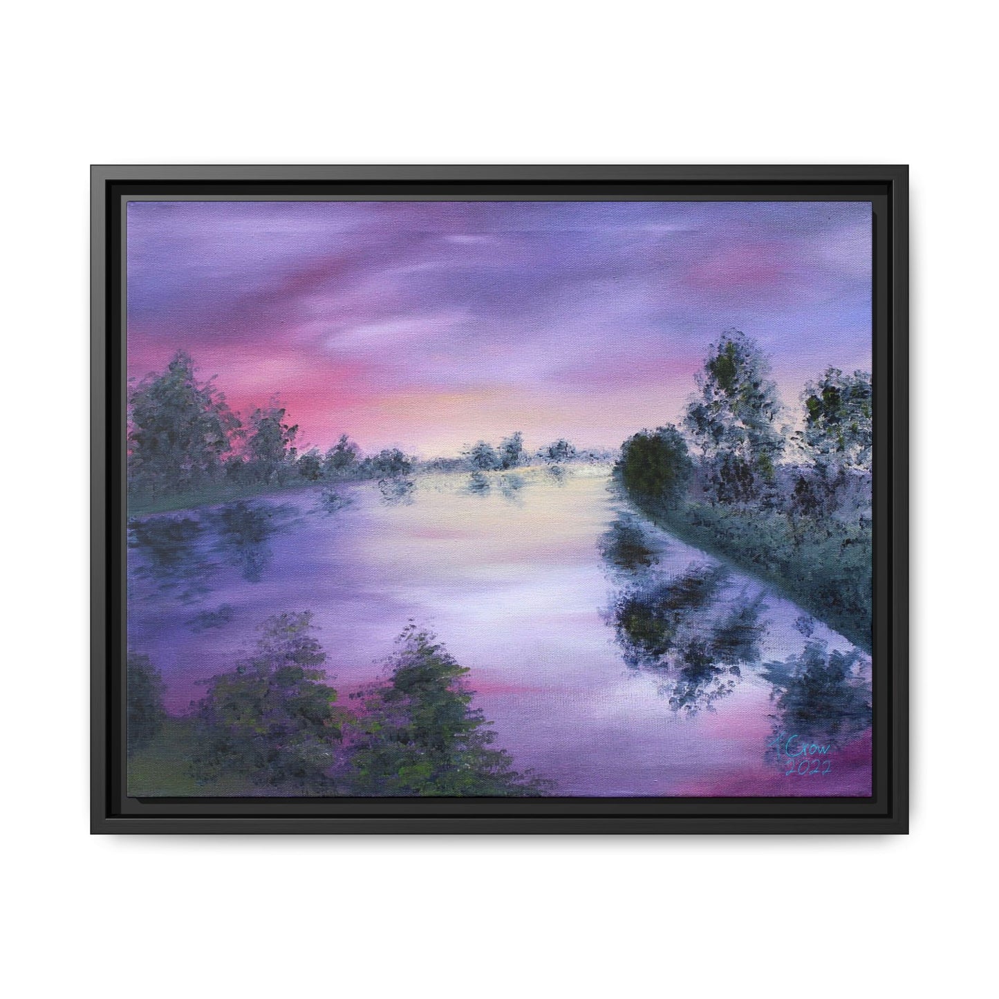 Lavender Lake - Framed Canvas Print