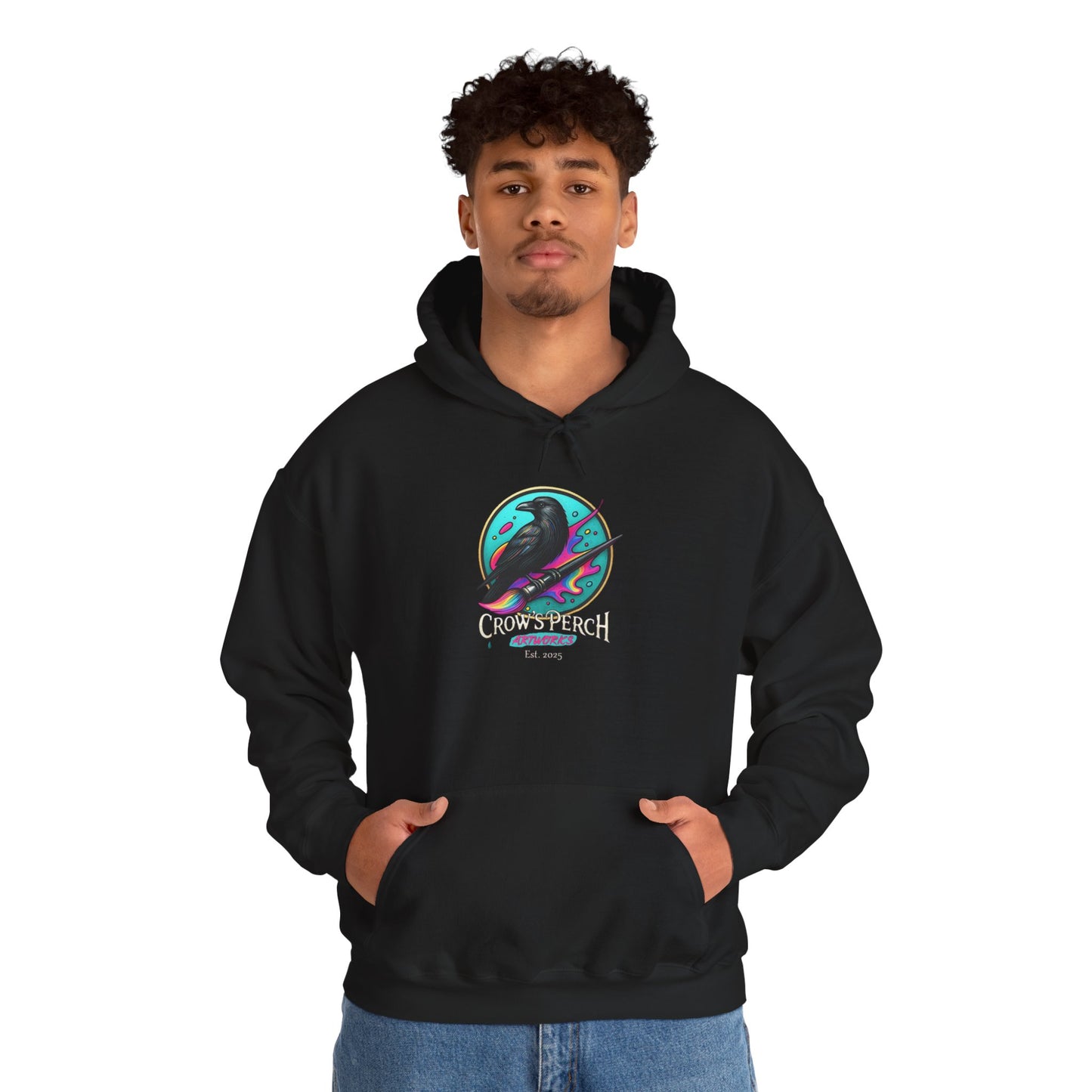 Crow's Perch Artworks Graphic Hoodie, Cozy Sweatshirt Gift, Stylish Layering Piece, Everyday Fashion Statement