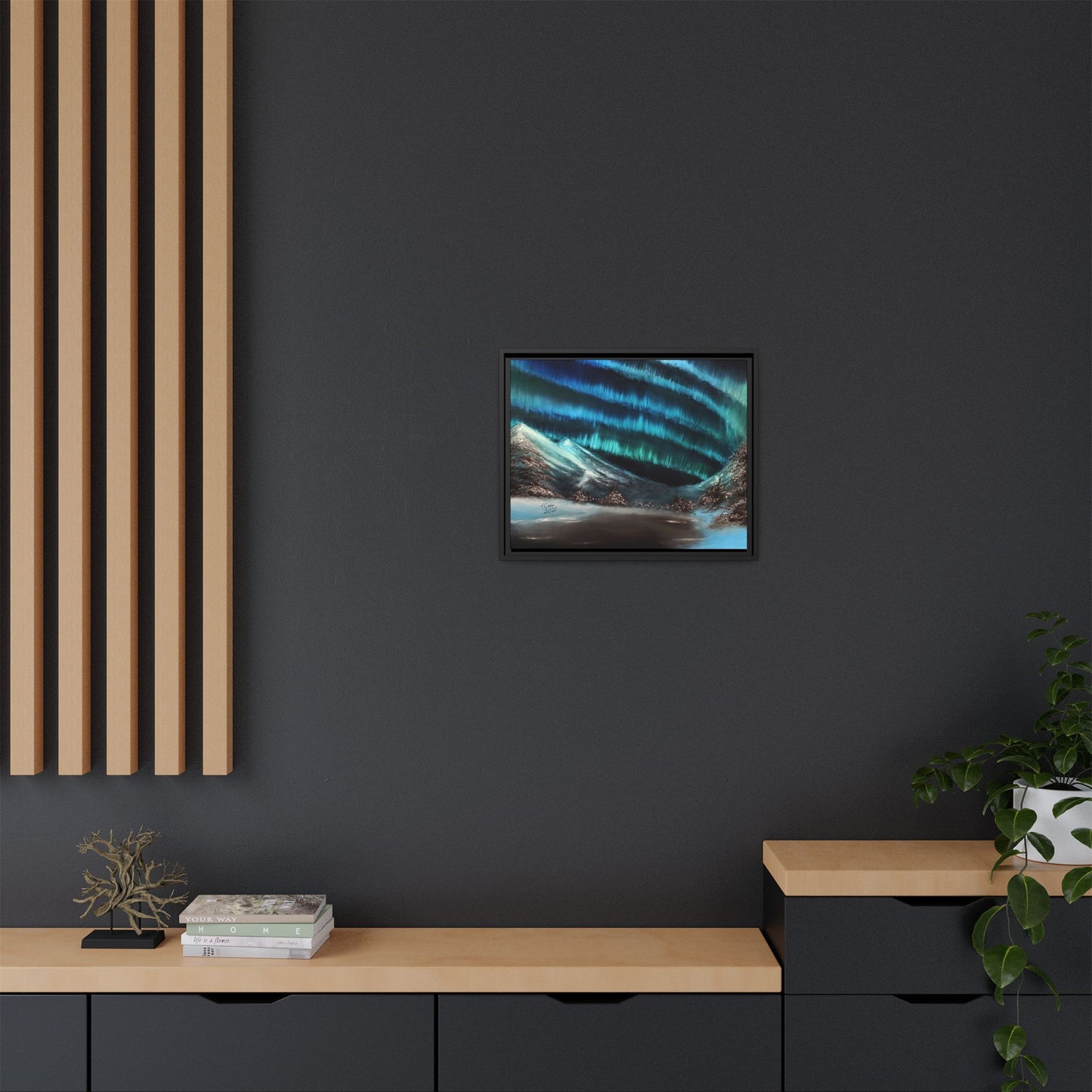 Frozen Sky's Glow - Framed Canvas Print