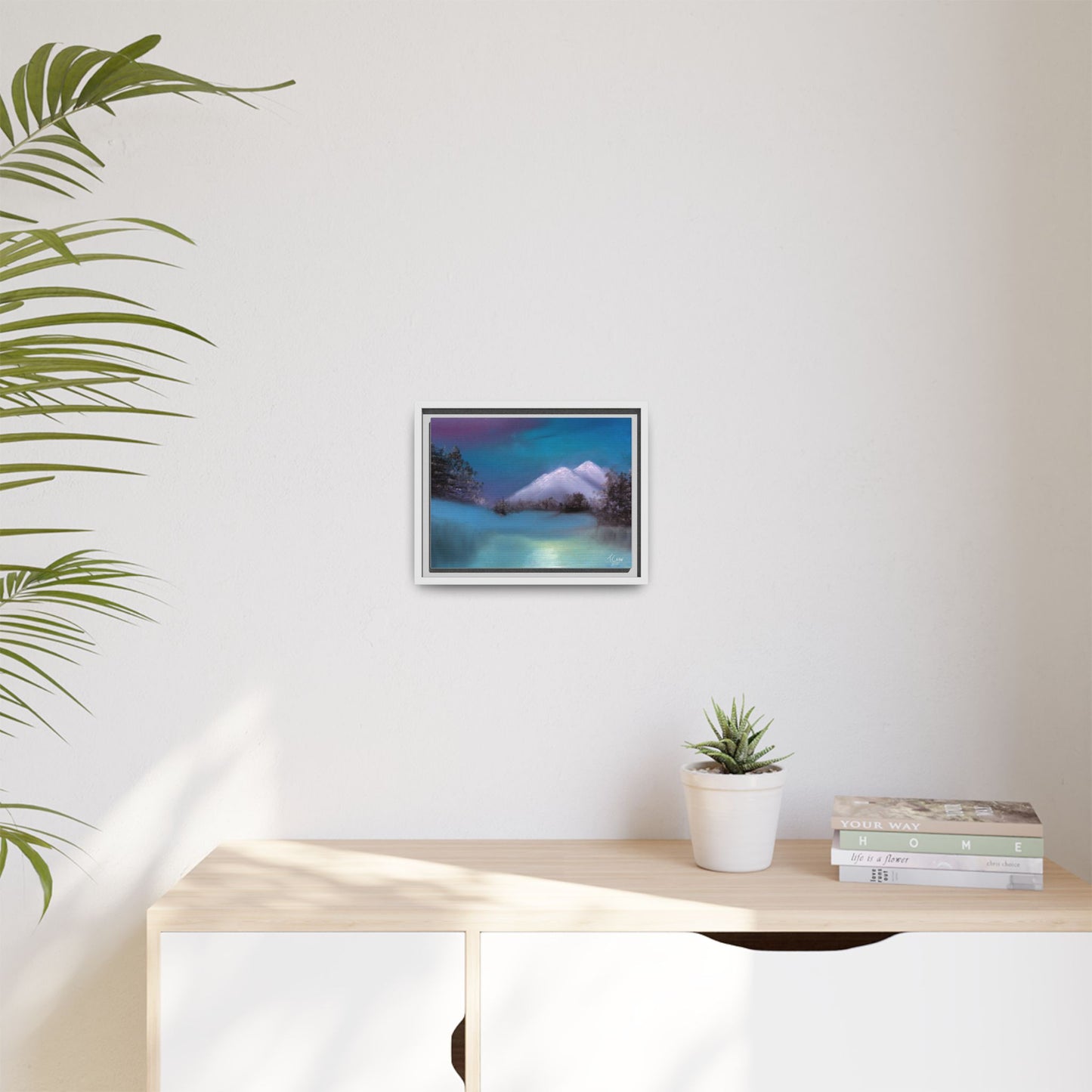 Framed Matte Canvas Art - Dreamy Mountain Landscape
