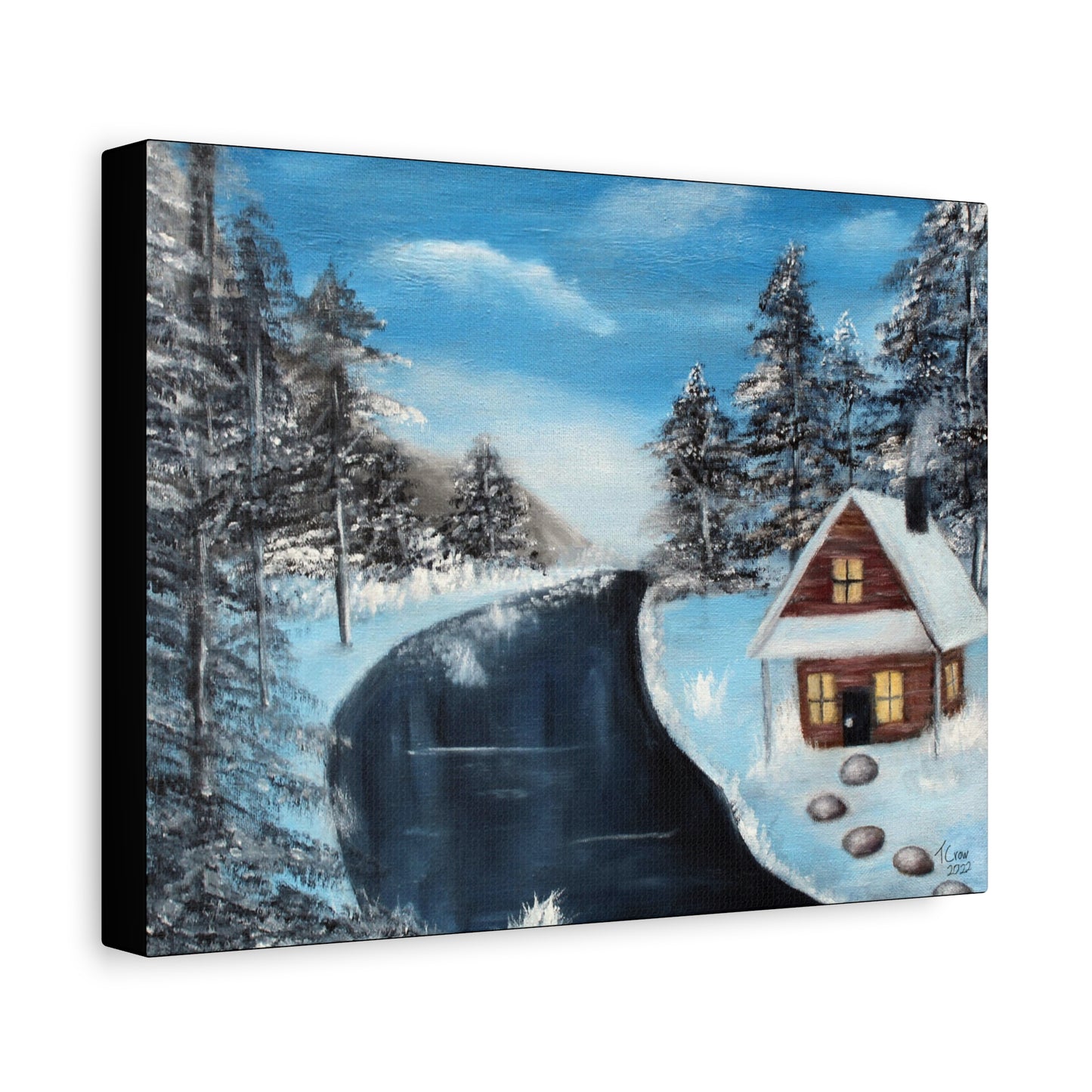 Cabin's Warm Glow - Canvas Print