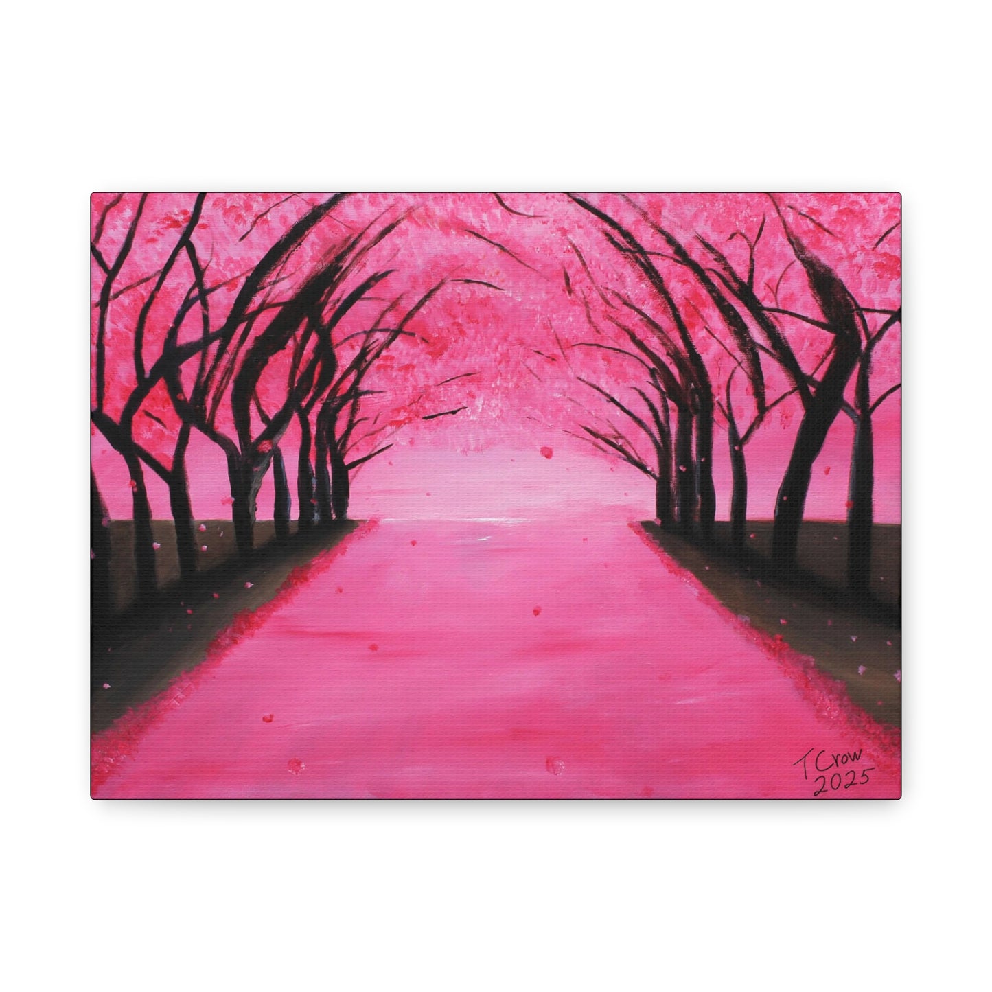 Cherry Blossom Pathway Canvas Art - Elegant Floral Wall Decor