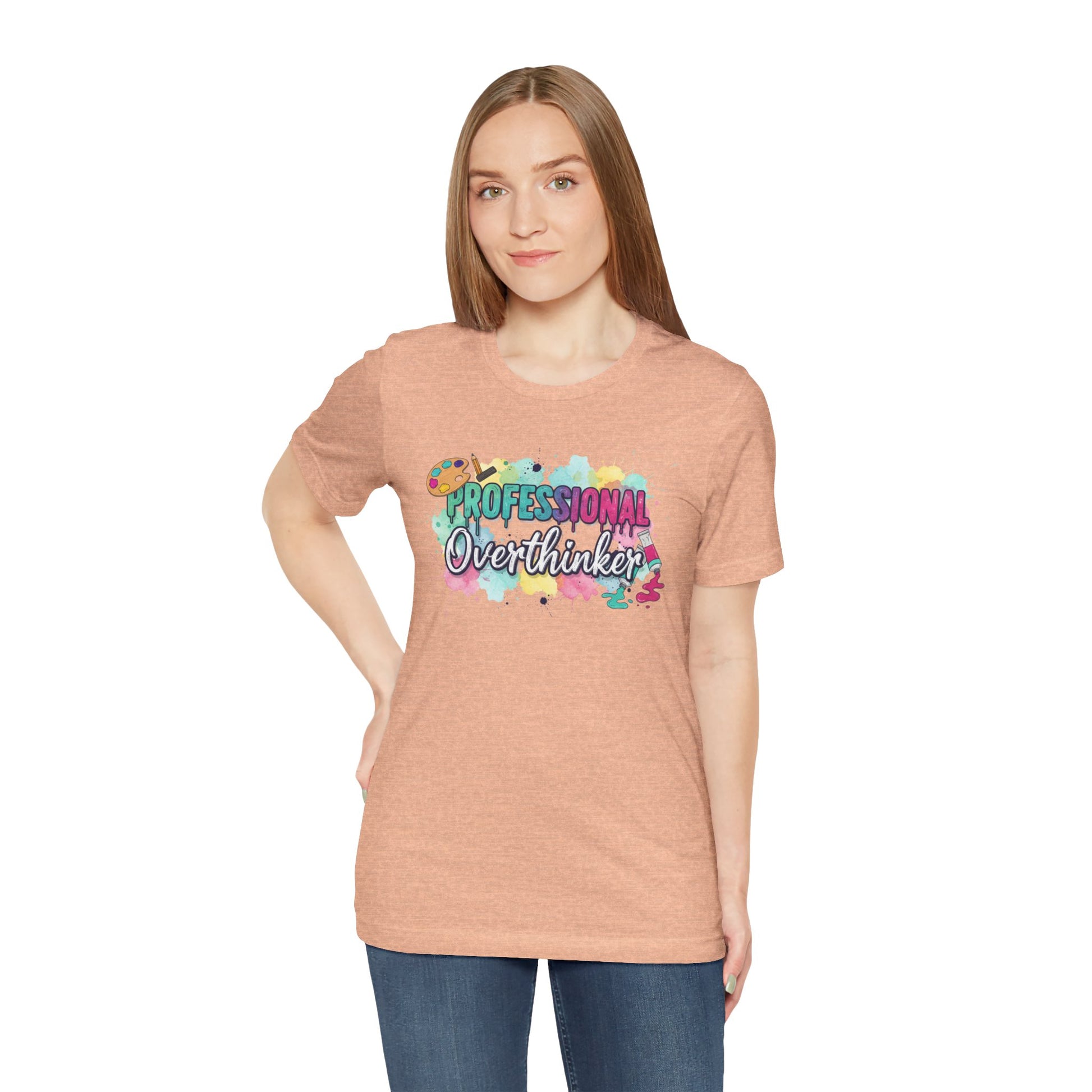 Professional Overthinker T-Shirt - Colorful Watercolor Graphic Tee Printify