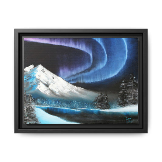 Aurora Borealis Framed Canvas - Multi-Color Mountain Scene for Home Decor