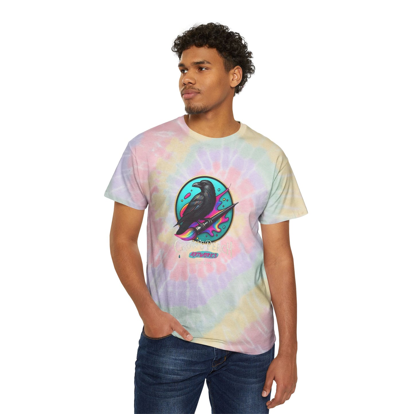 Crow's Perch Artworks Spiral Tie-Dye Tee | Boho Graphic Shirt, Summer Fashion, Custom Tie-Dye, Festival Wear, Casual Outfit