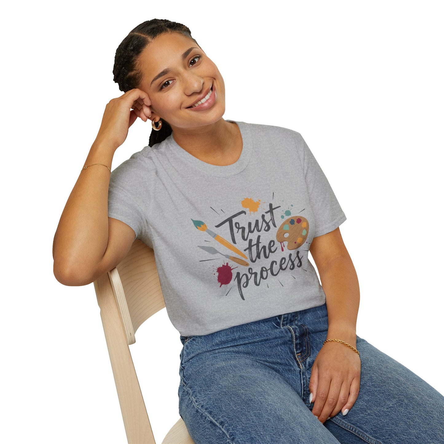 Trust the Process Artist T-Shirt - Inspirational Painter Tee with Palette & Brush Printify