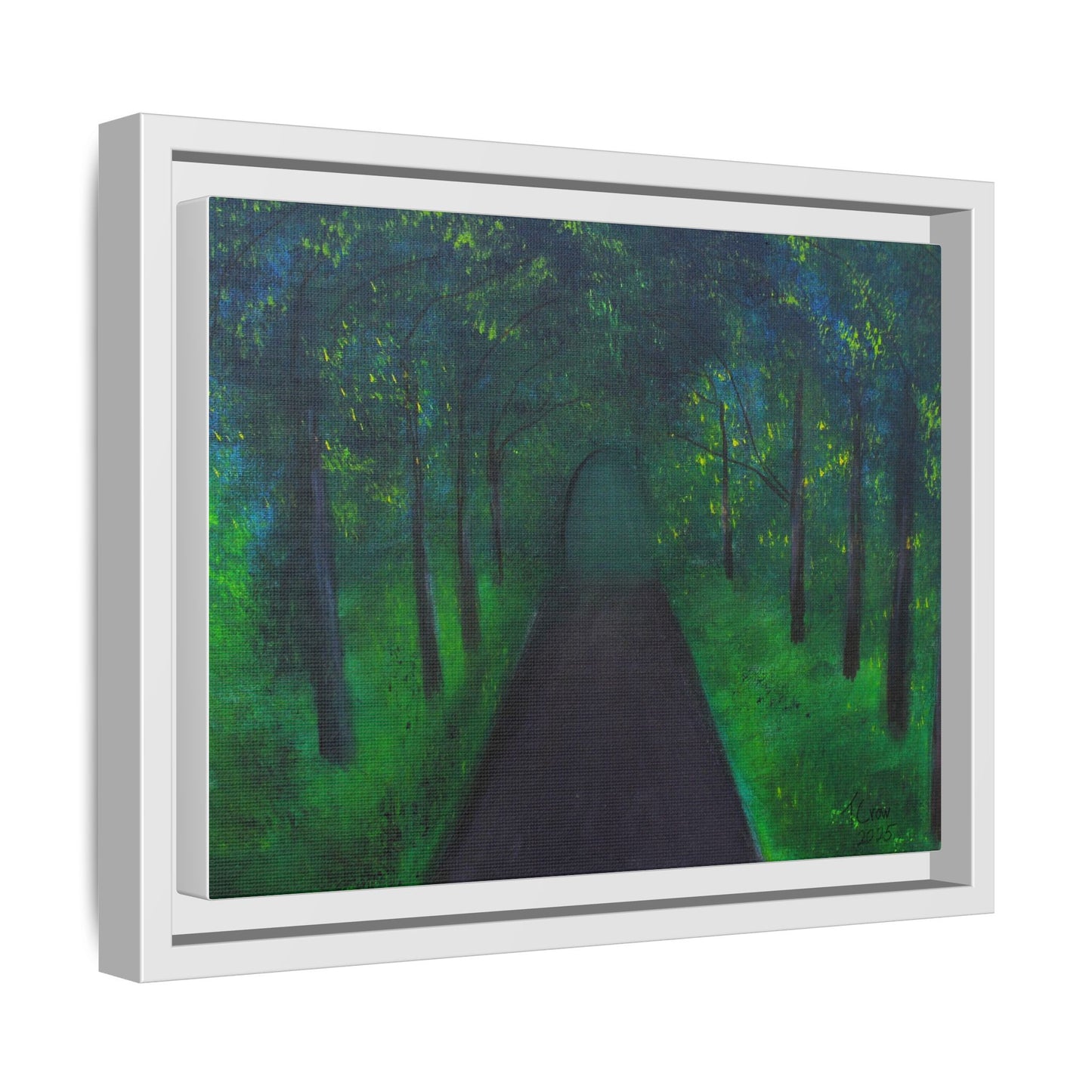 Serene Green Path Framed Canvas Art - Tranquil Wall Decor for Nature Lovers