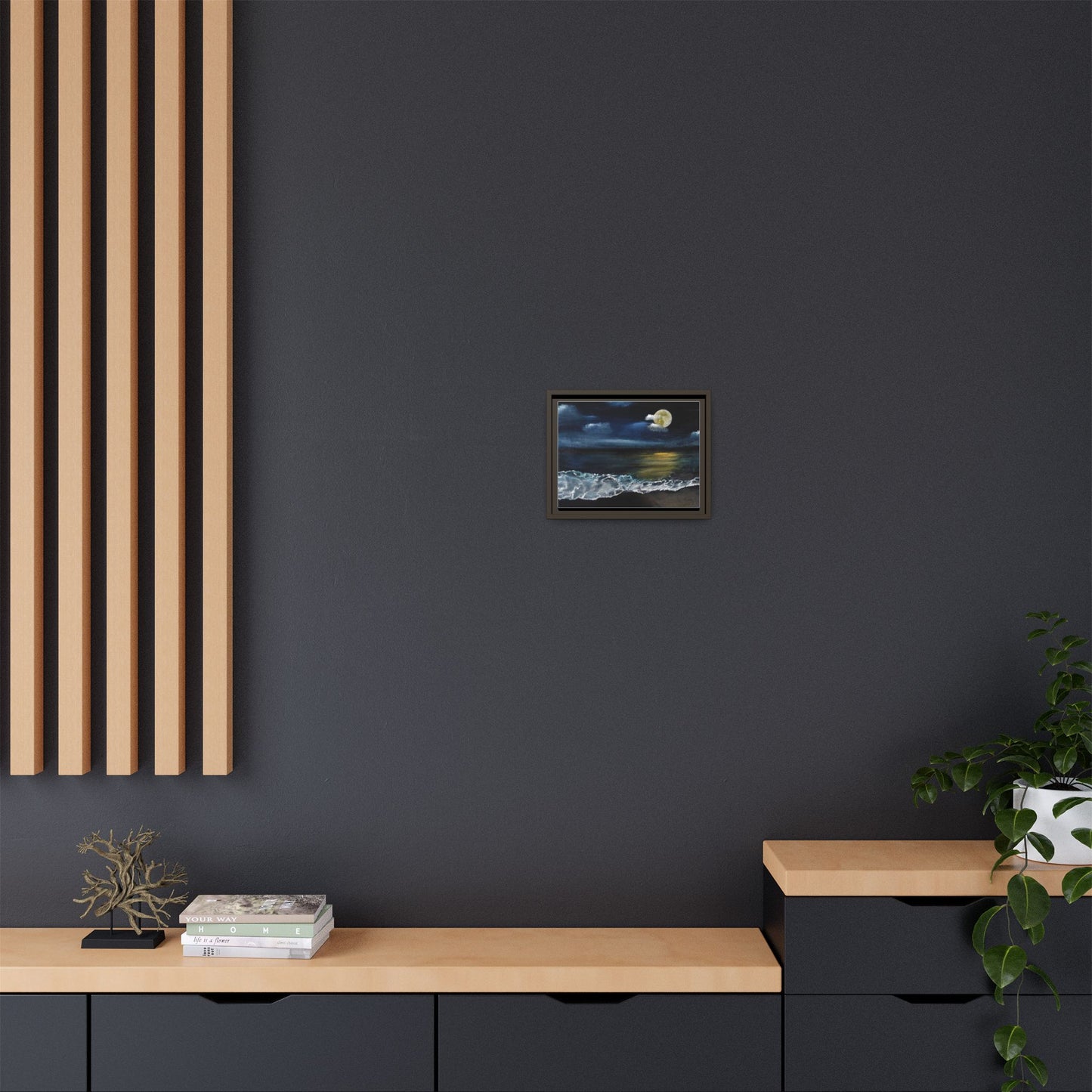 Serene Moonlit Ocean - Framed Art for Tranquil Home Décor