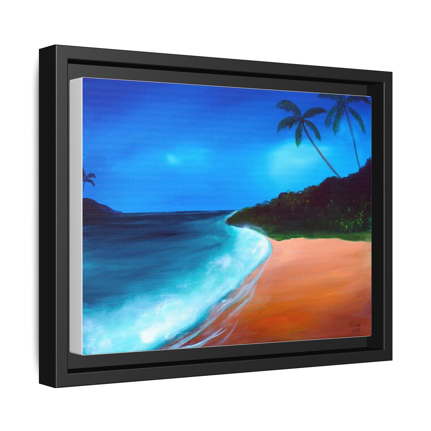 Tropical Beach Framed Canvas Art – Serene Coastal Decor for Home & Beach Lovers