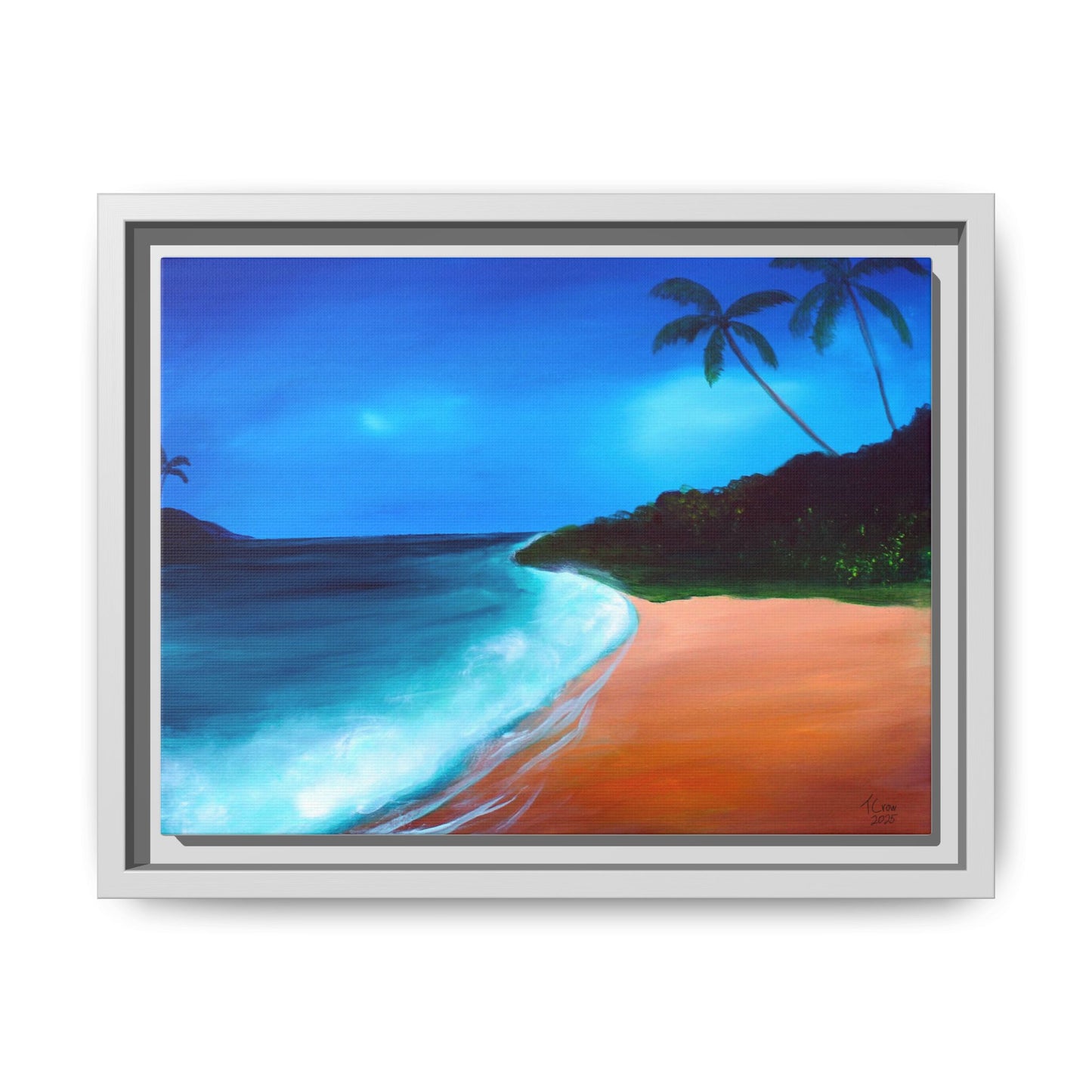 Tropical Beach Framed Canvas Art – Serene Coastal Decor for Home & Beach Lovers