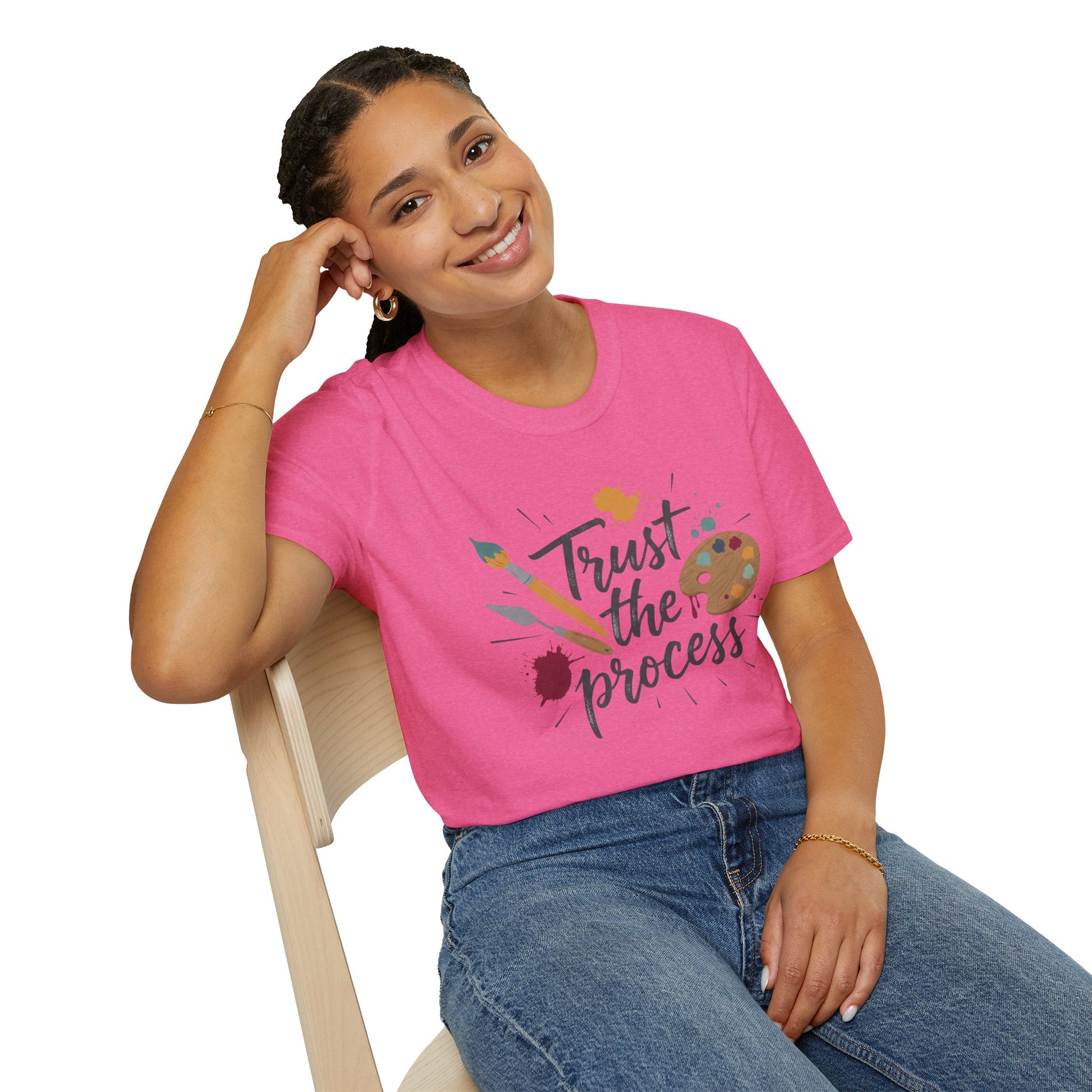 Trust the Process Artist T-Shirt - Inspirational Painter Tee with Palette & Brush Printify