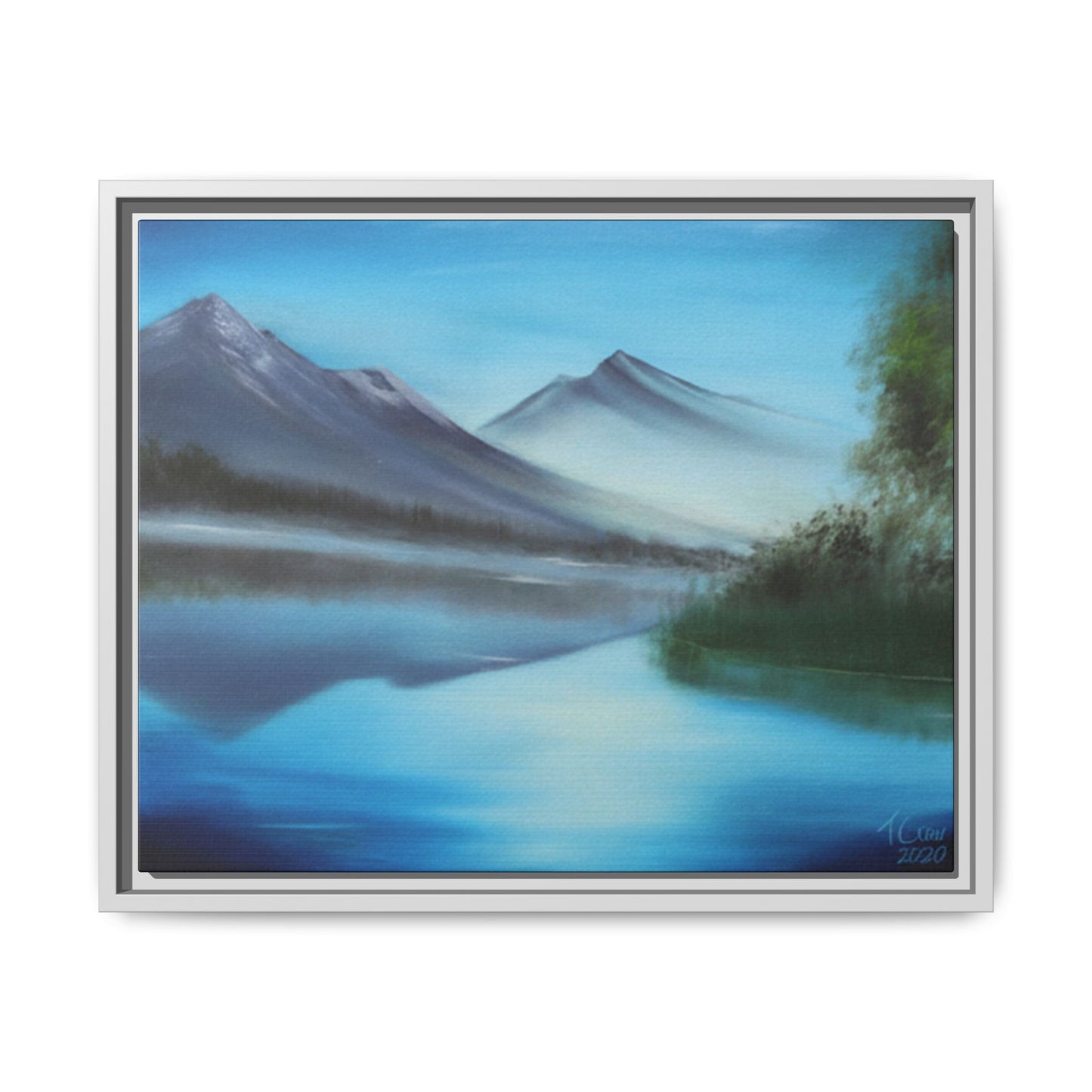 Mirror of the Mountains - Framed Canvas Print