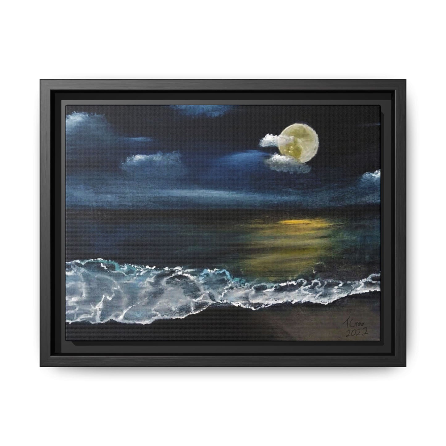 Moonlit Ocean - Framed Canvas Print