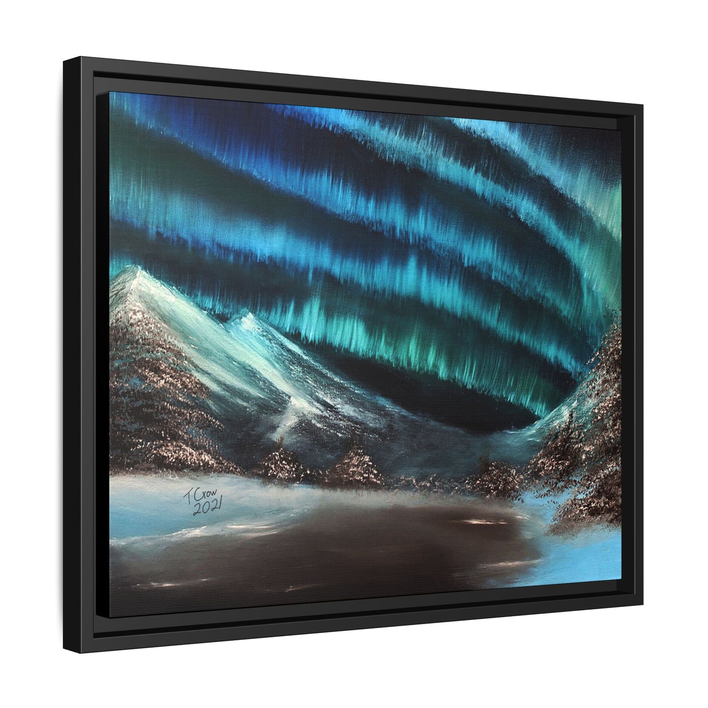 Frozen Sky's Glow - Framed Canvas Print