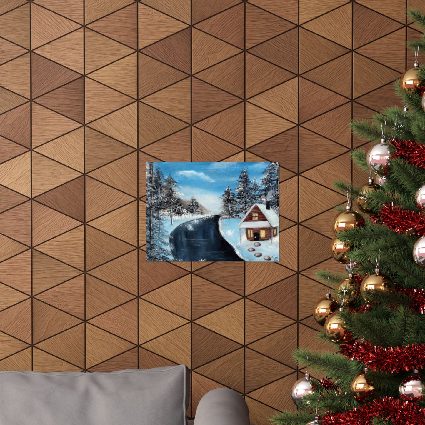 Cabin's Warm Glow - Matte Poster Print