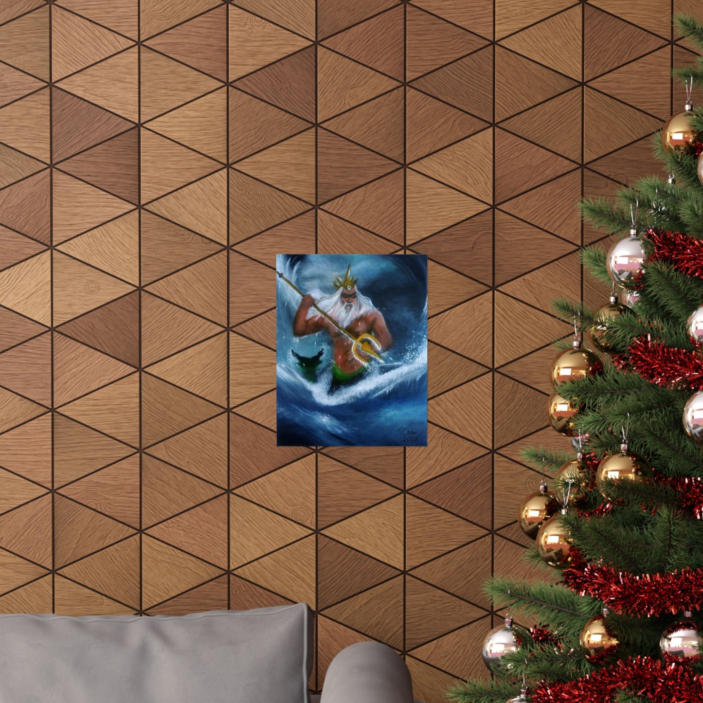 Ocean King Matte Vertical Poster, Sea Art Print, Nautical Wall Decor, Gift for Sailors, Fantasy Home Decor, Unique Art Piece