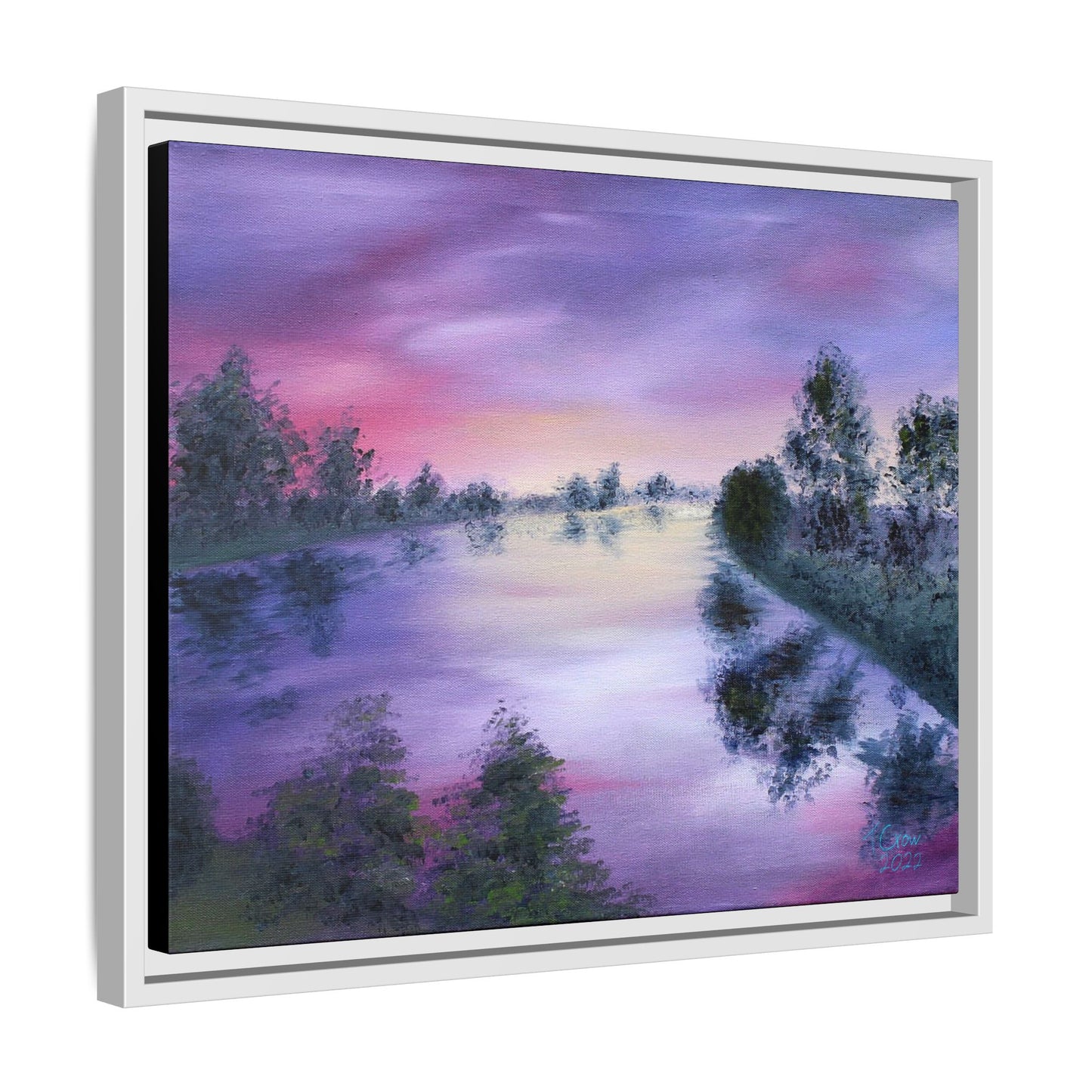 Lavender Lake - Framed Canvas Print