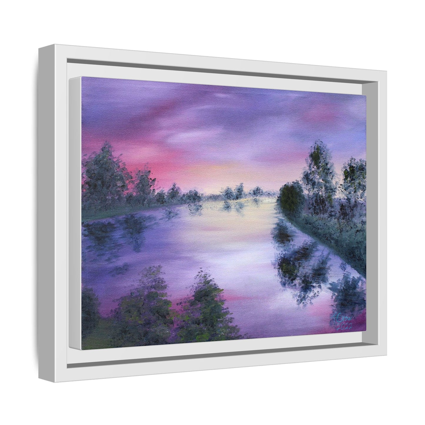 Framed Canvas Art - Serene Multi-Color Landscape Painting