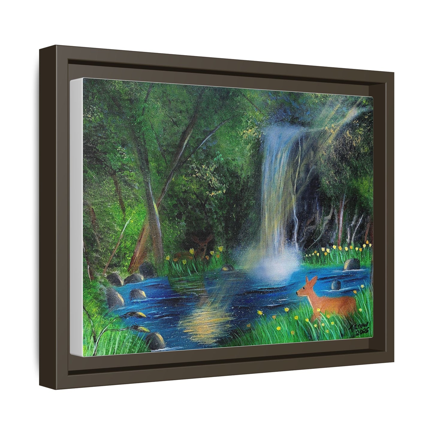 Serene Nature Canvas Print, Framed Wall Art, Scenic Deer Art, Home Decor, Ideal Gift for Nature Lovers