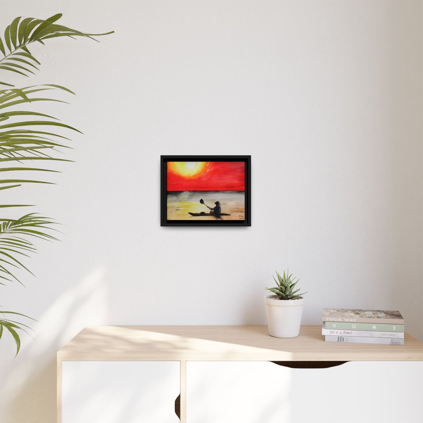 Kayaker at Sunset - Framed Canvas Print
