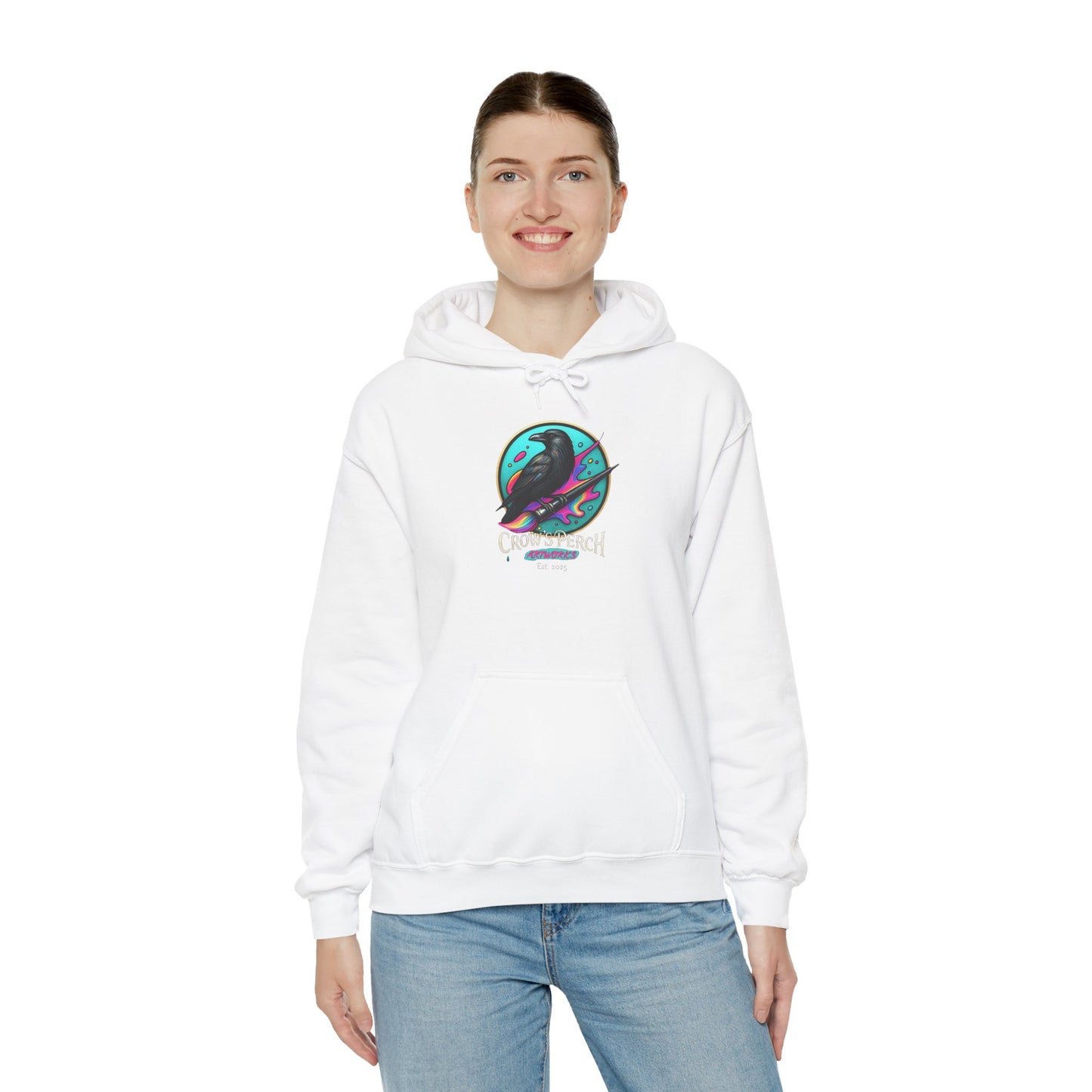 Crow's Perch Artworks Graphic Hoodie, Cozy Sweatshirt Gift, Stylish Layering Piece, Everyday Fashion Statement