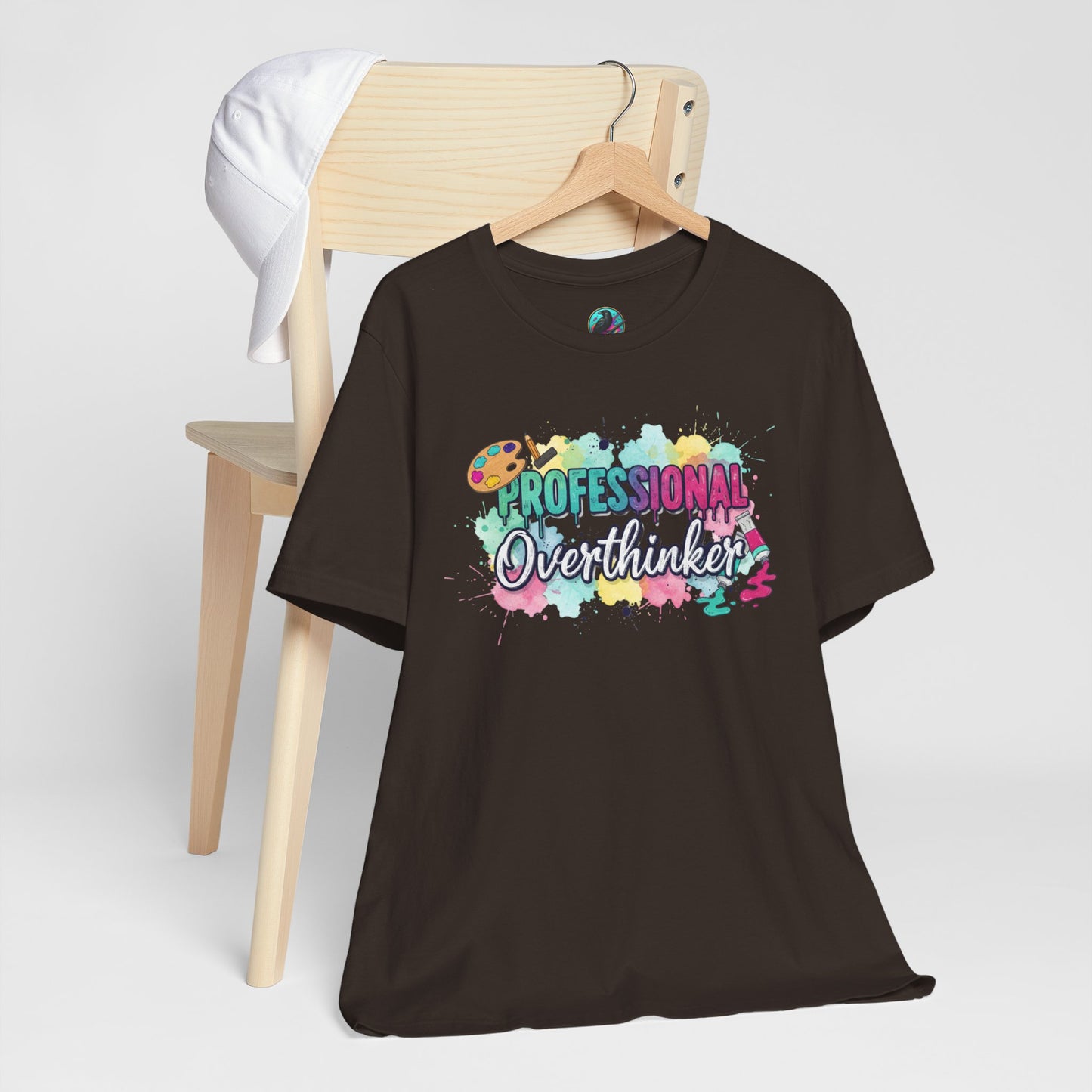 Professional Overthinker T-Shirt - Colorful Watercolor Graphic Tee Printify