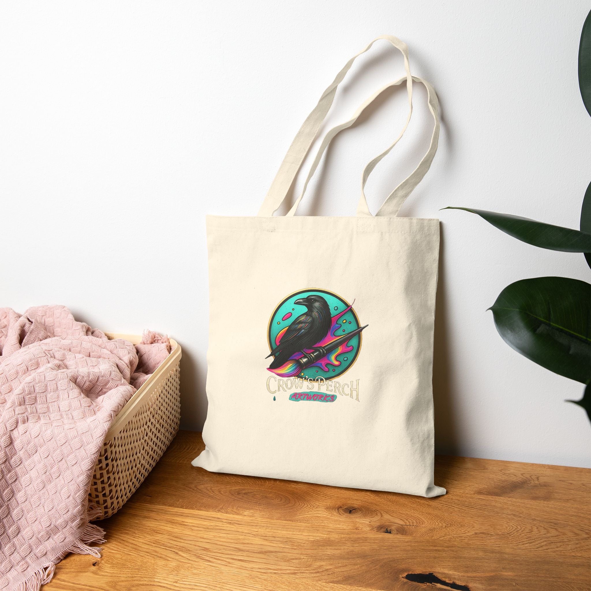 Crow's Perch Artworks Canvas Tote Bag, Eco-Friendly Shopping Bag