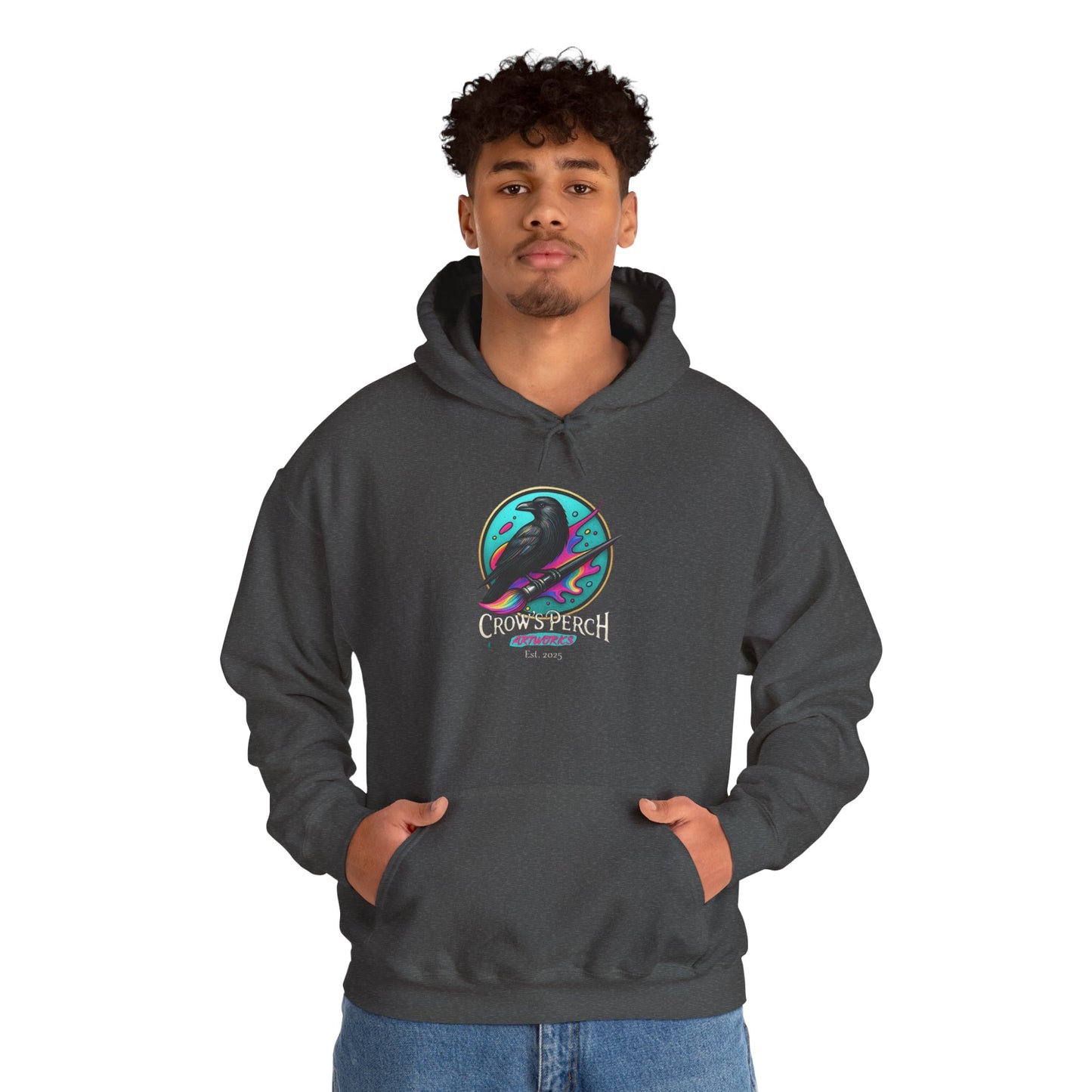 Crow's Perch Artworks Graphic Hoodie, Cozy Sweatshirt Gift, Stylish Layering Piece, Everyday Fashion Statement