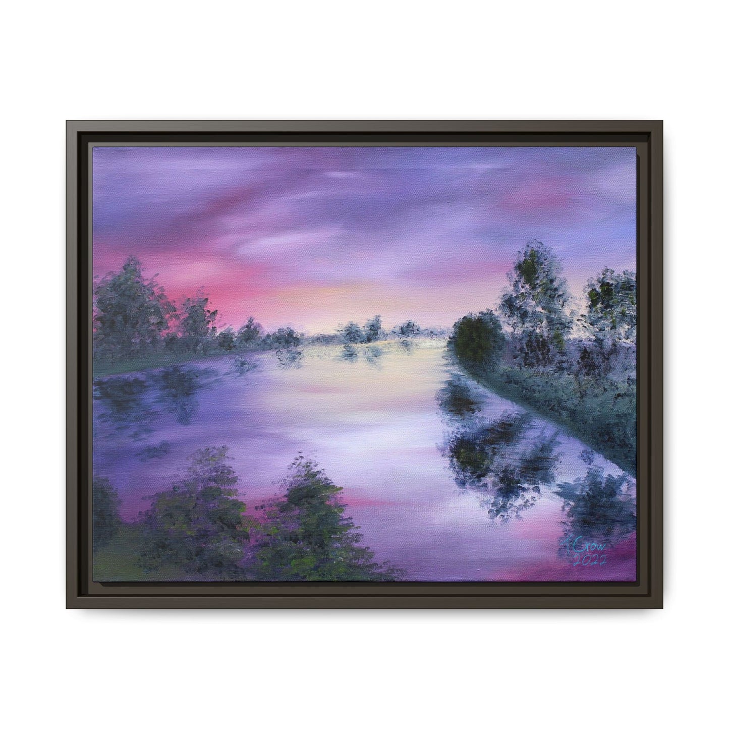 Lavender Lake - Framed Canvas Print